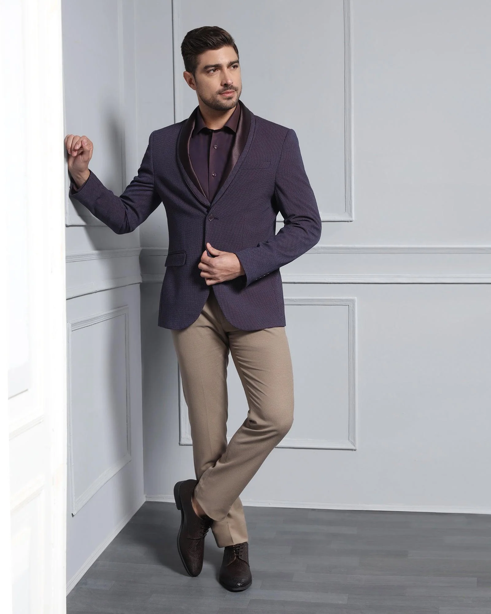 Formal Dark Purple Textured Blazer - Aaron - Image 9