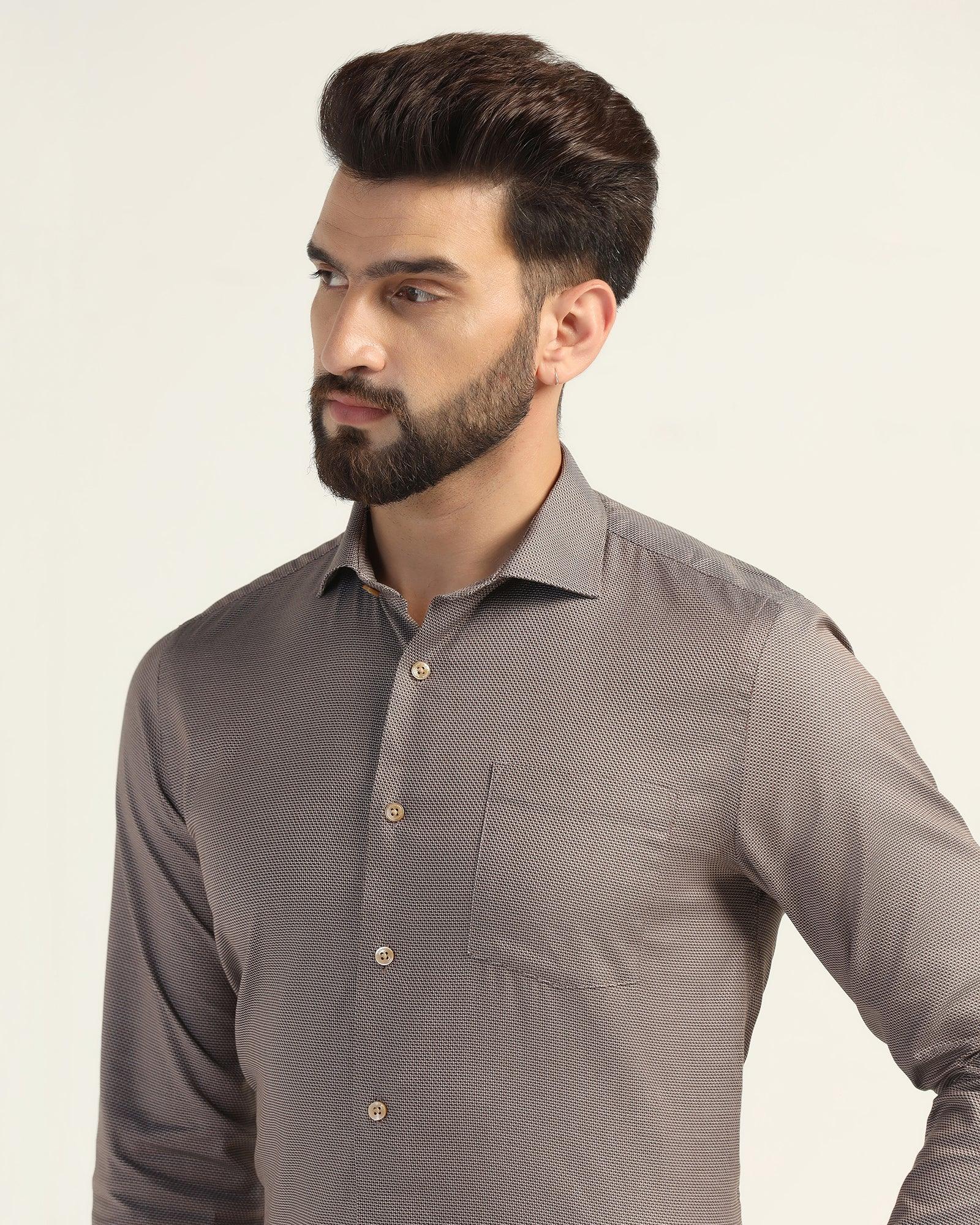 Formal Dusty Pink Textured Shirt - Oyster - Image 4