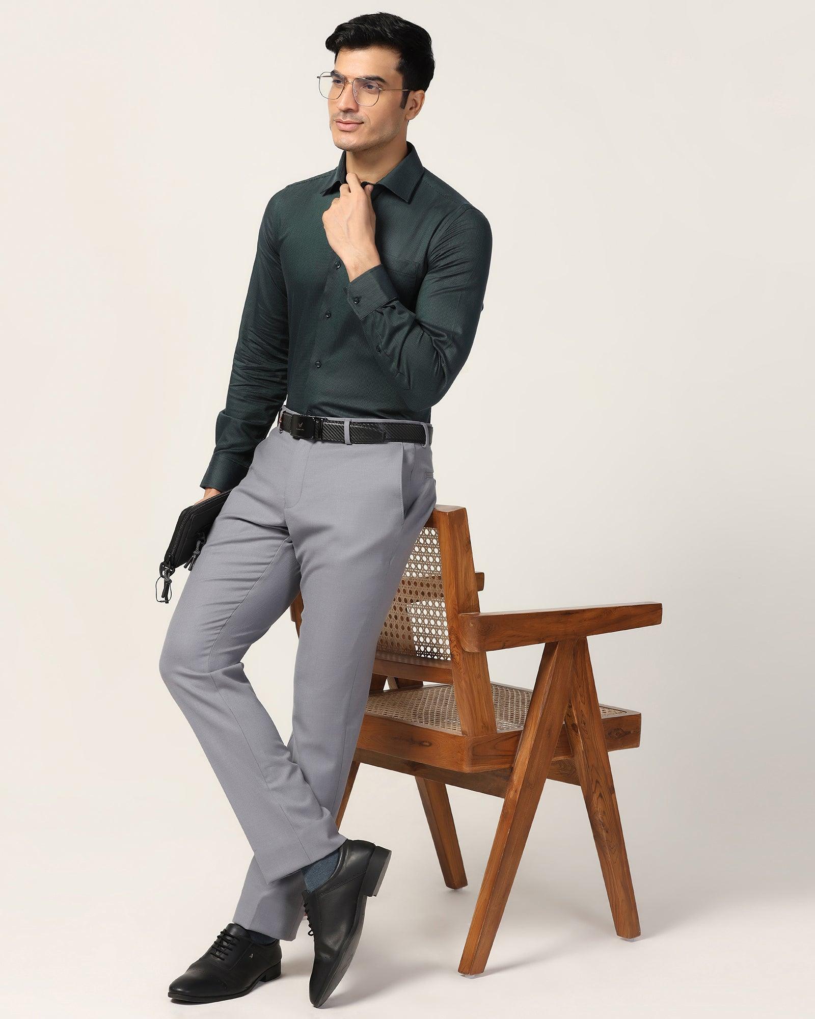 Formal Green Textured Shirt - Albus - Image 7
