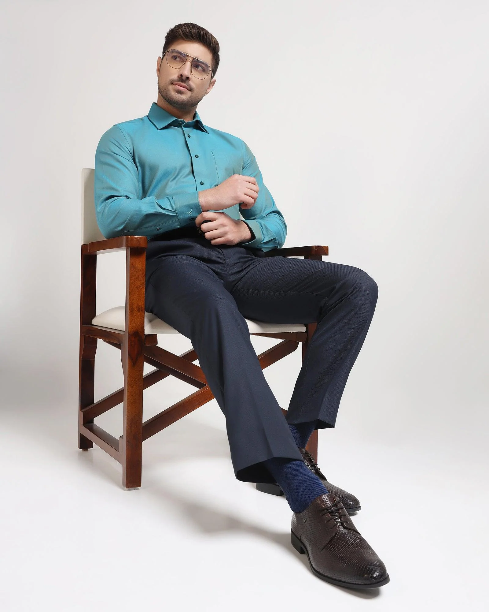 Formal Green Textured Shirt - Brat - Image 6