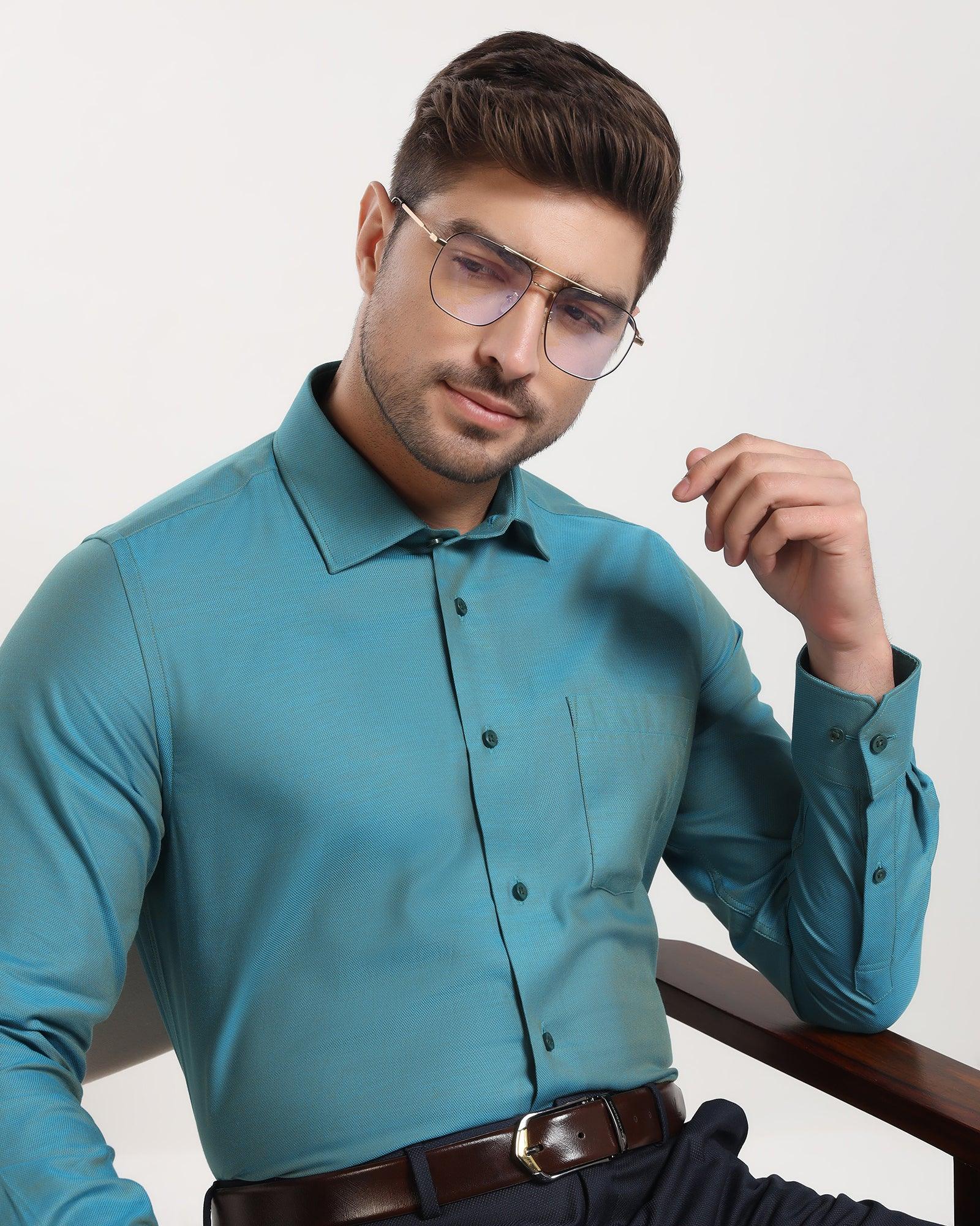 Formal Green Textured Shirt - Brat - Image 7