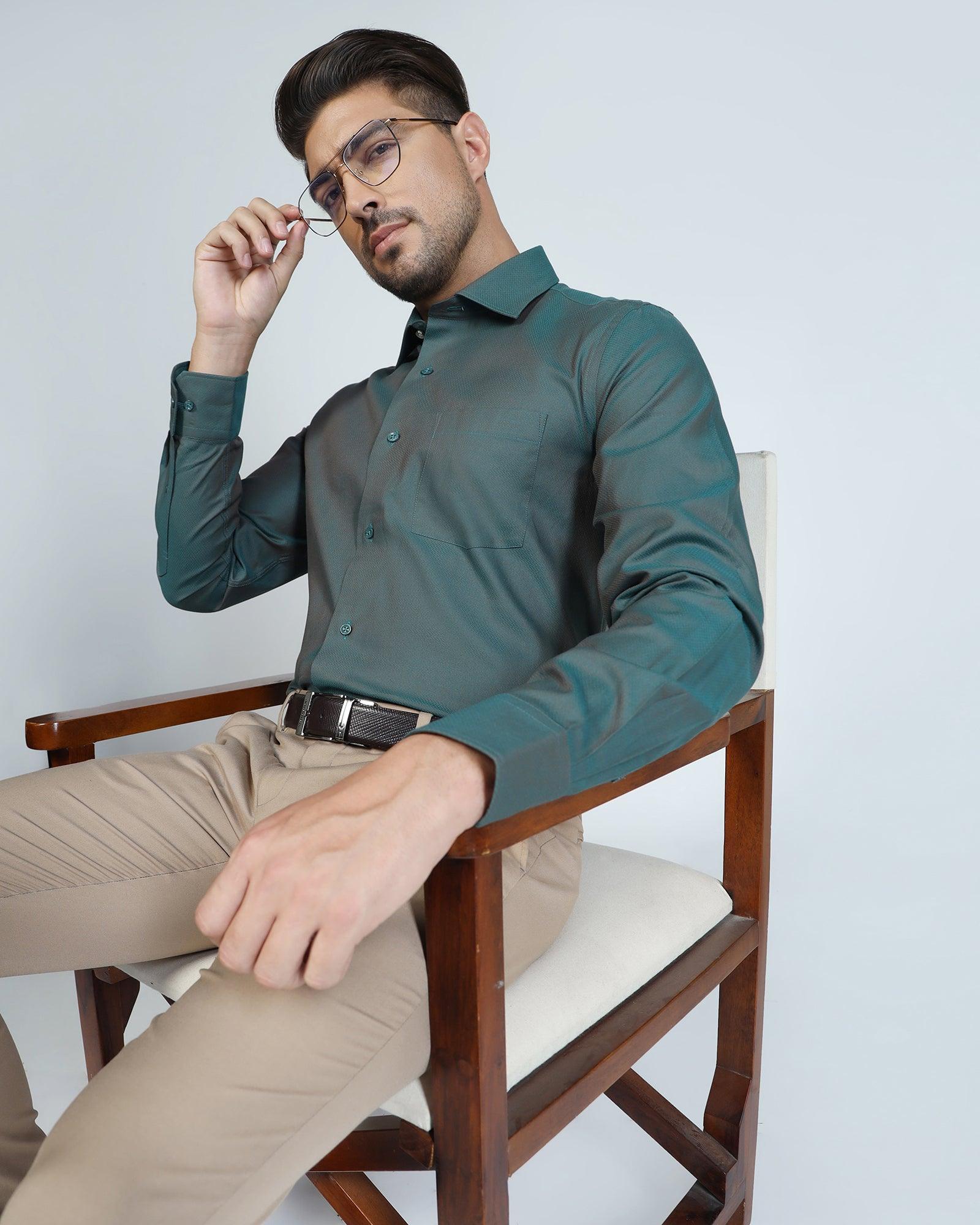 Formal Green Textured Shirt - Jim - Image 7