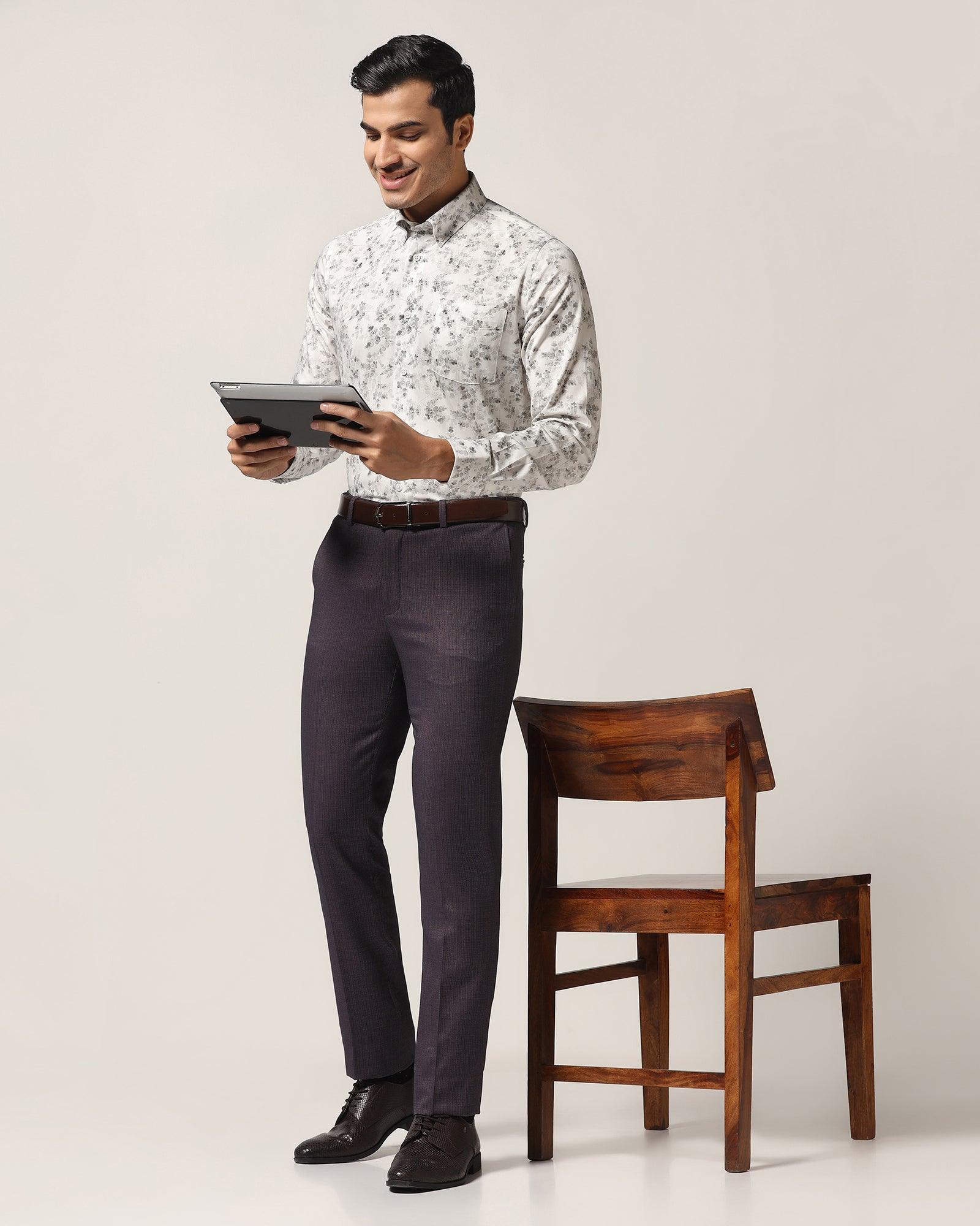 Formal Grey Jacquard Shirt - Botanic - Image 7