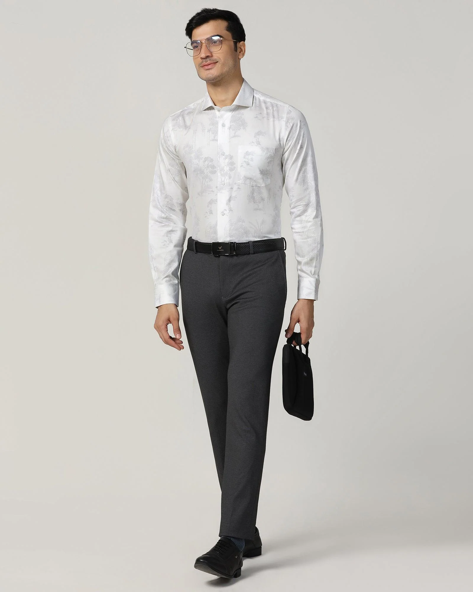 Formal Grey Printed Shirt - Forest - Image 7
