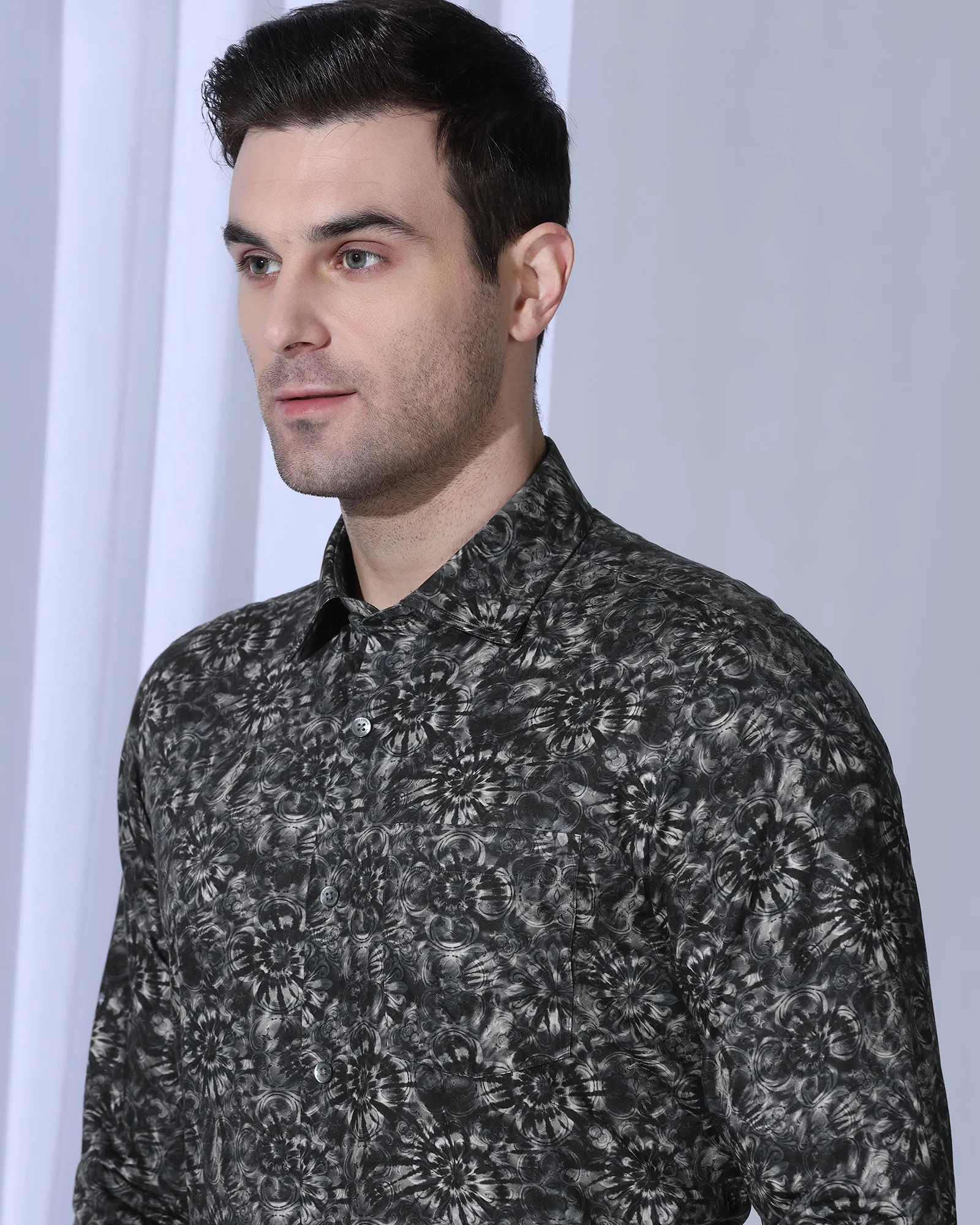 Formal Grey Printed Shirt - Wiper - Image 4