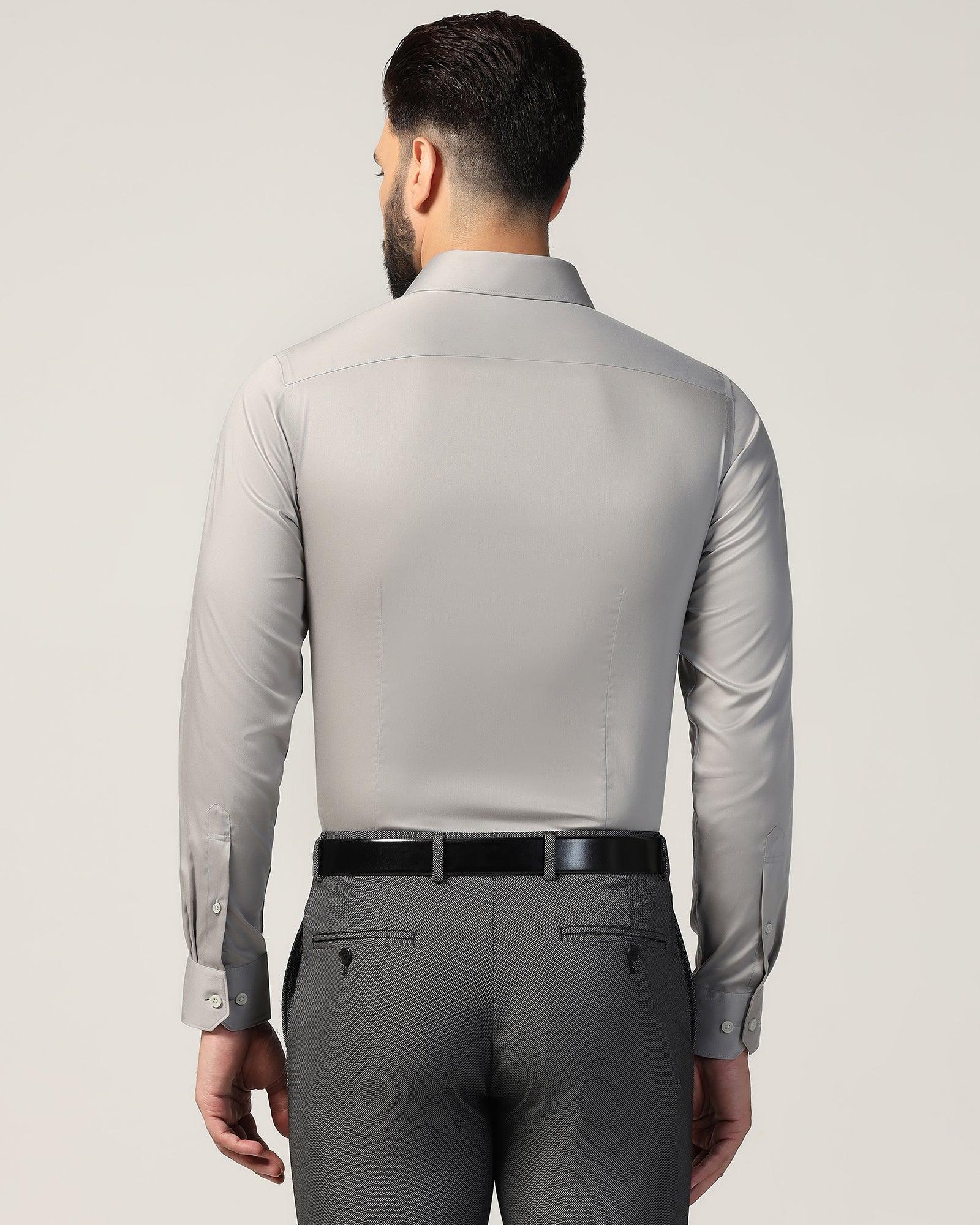 Formal Grey Solid Shirt - Alice - Image 2