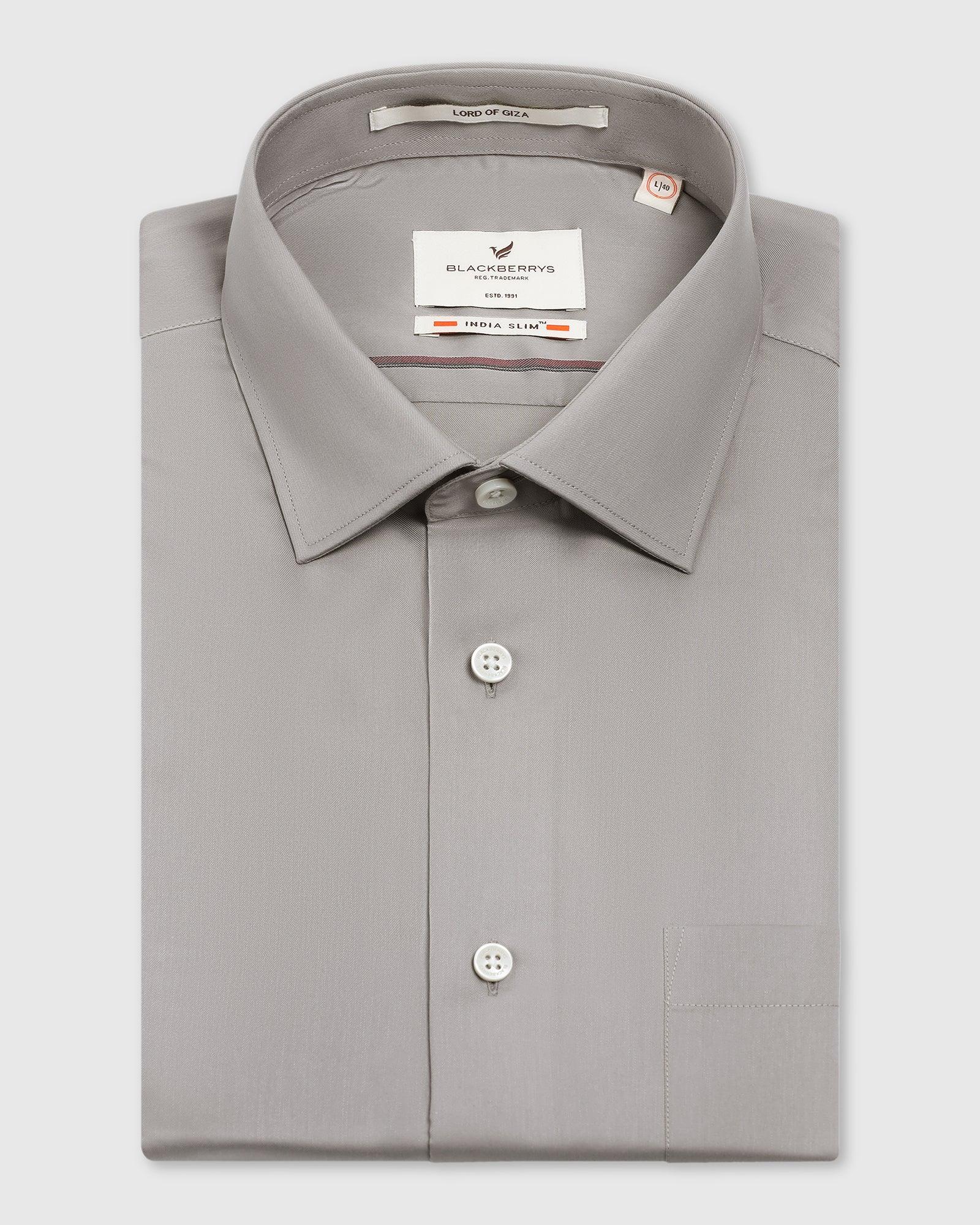 Formal Grey Solid Shirt - Alice - Image 5