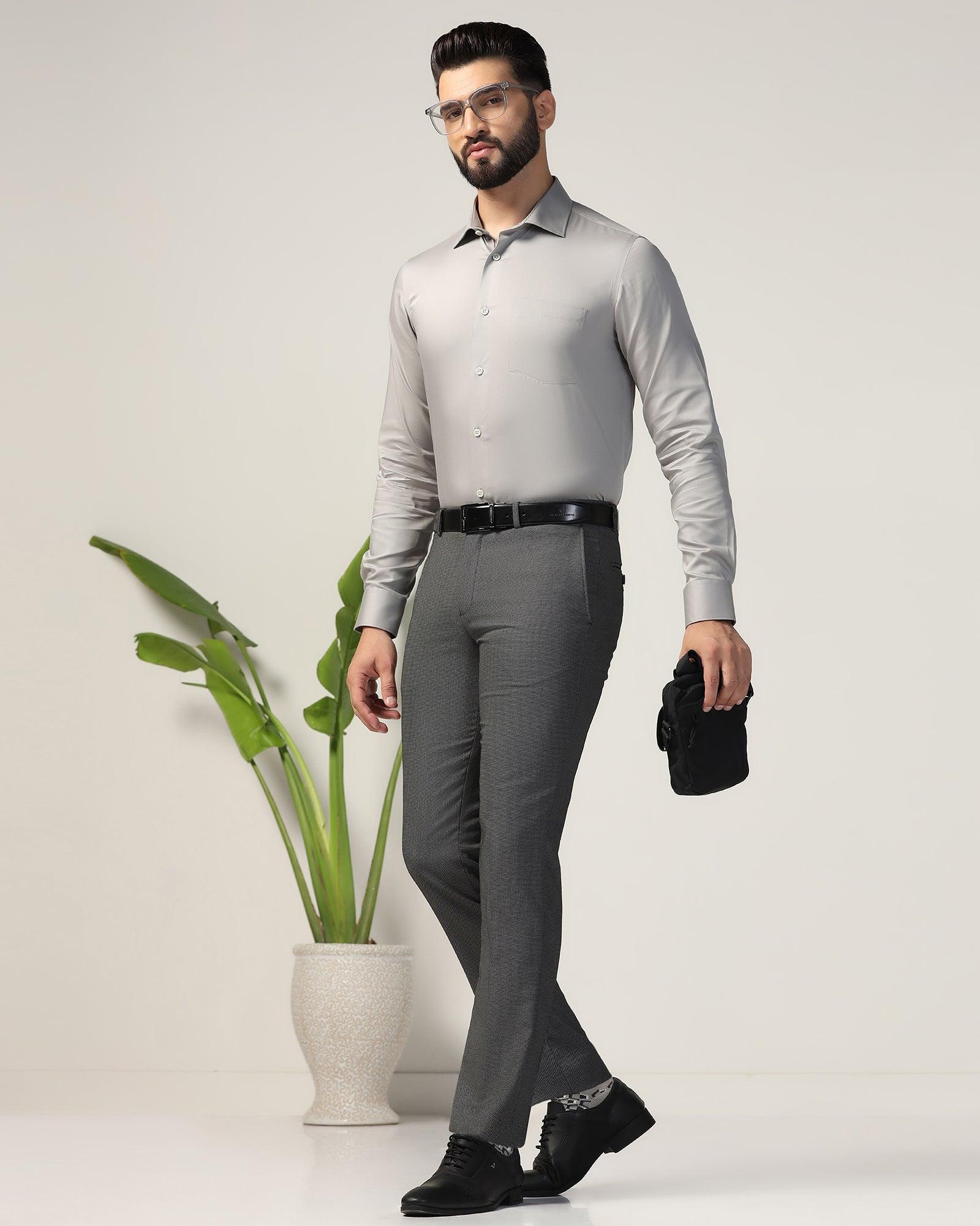 Formal Grey Solid Shirt - Alice - Image 8