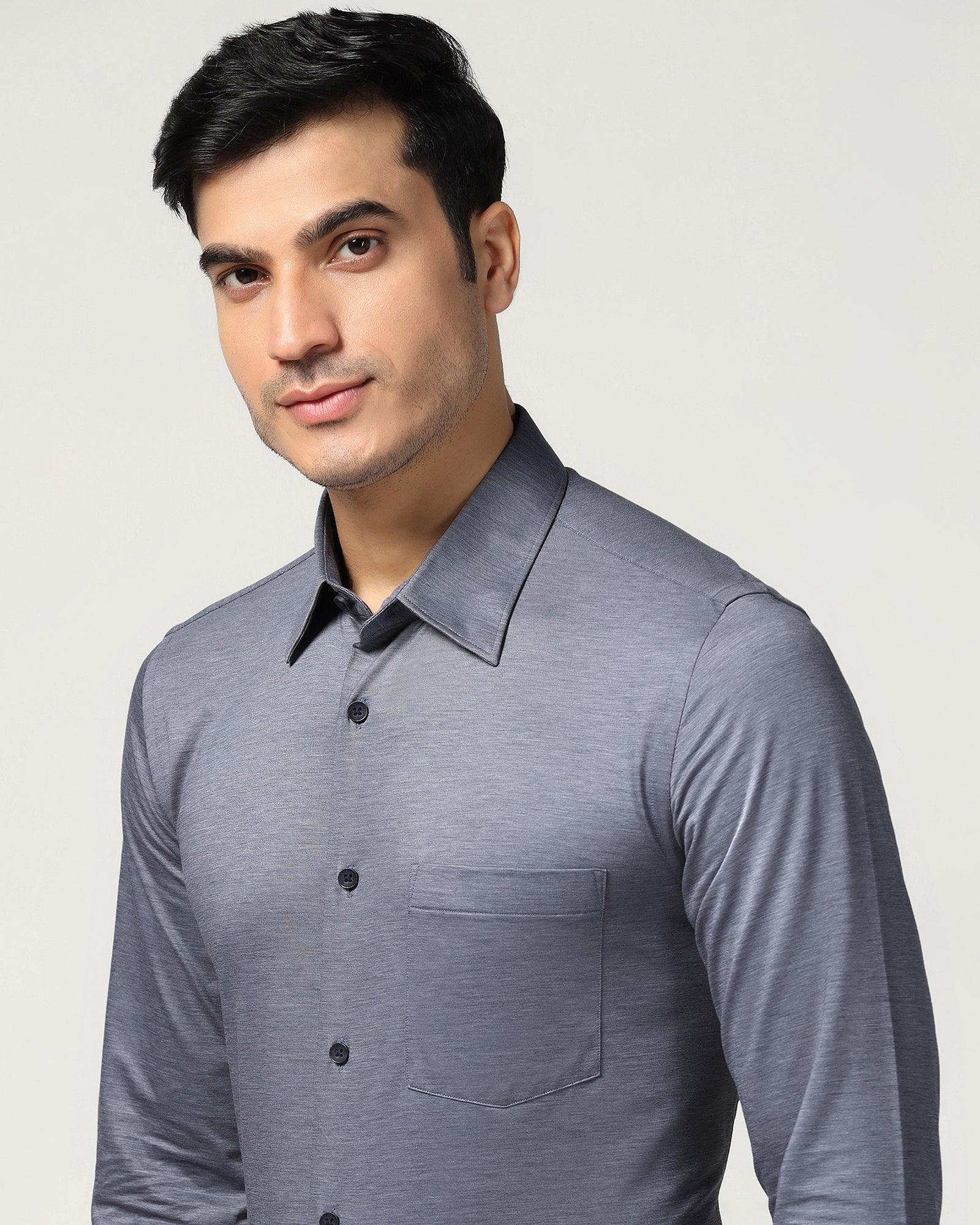 Formal Grey Solid Shirt - Boone - Image 4