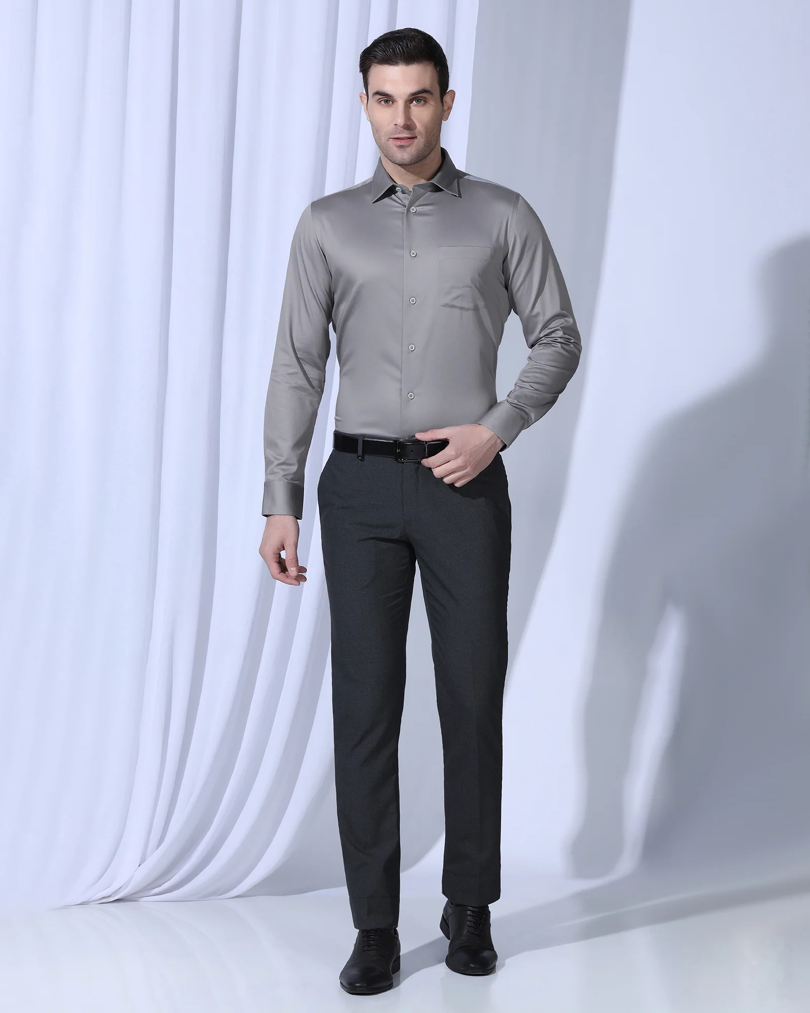 Non Iron Formal Grey Solid Shirt - Georgia - Image 3