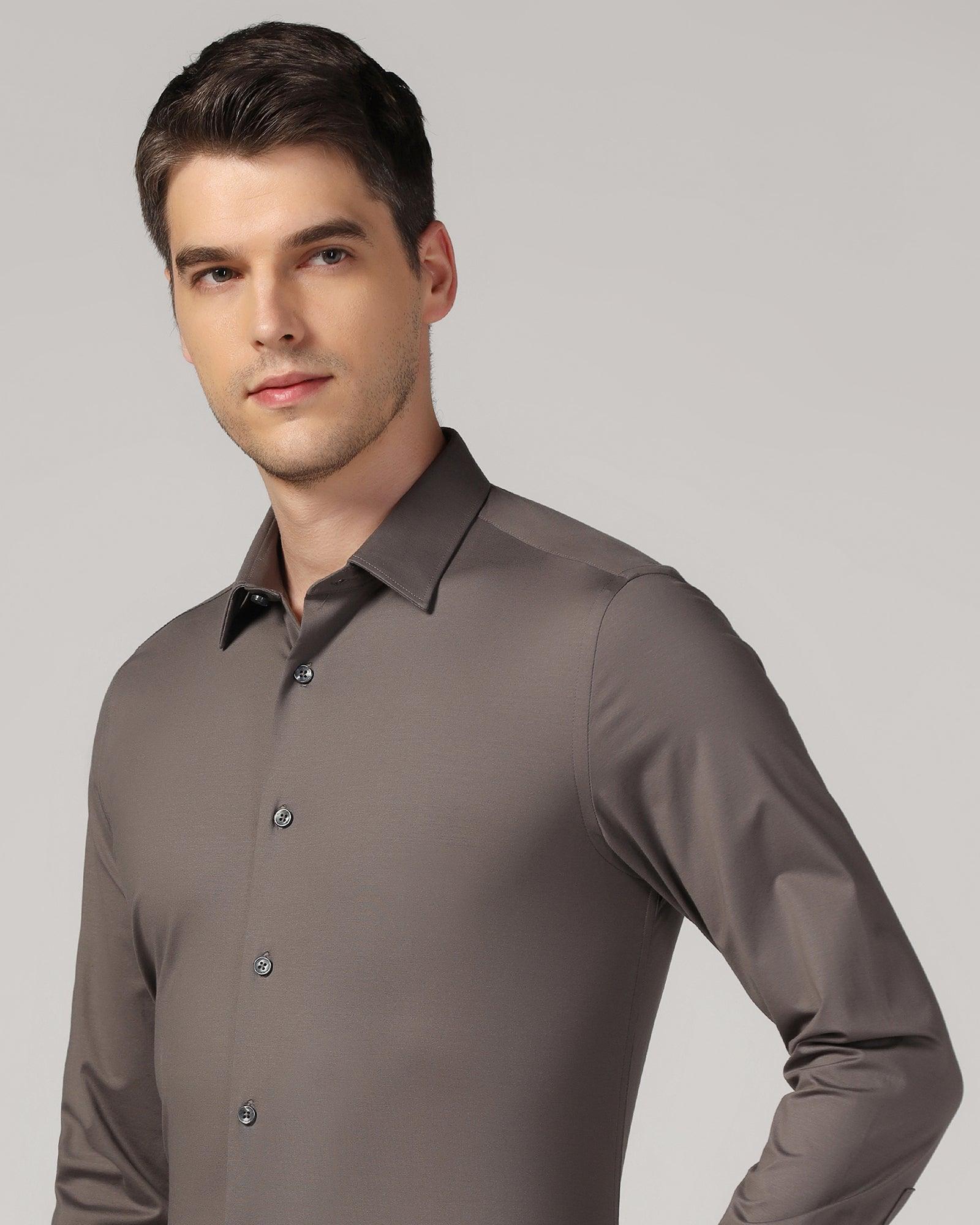 Formal Grey Solid Shirt - Sofk - Image 4