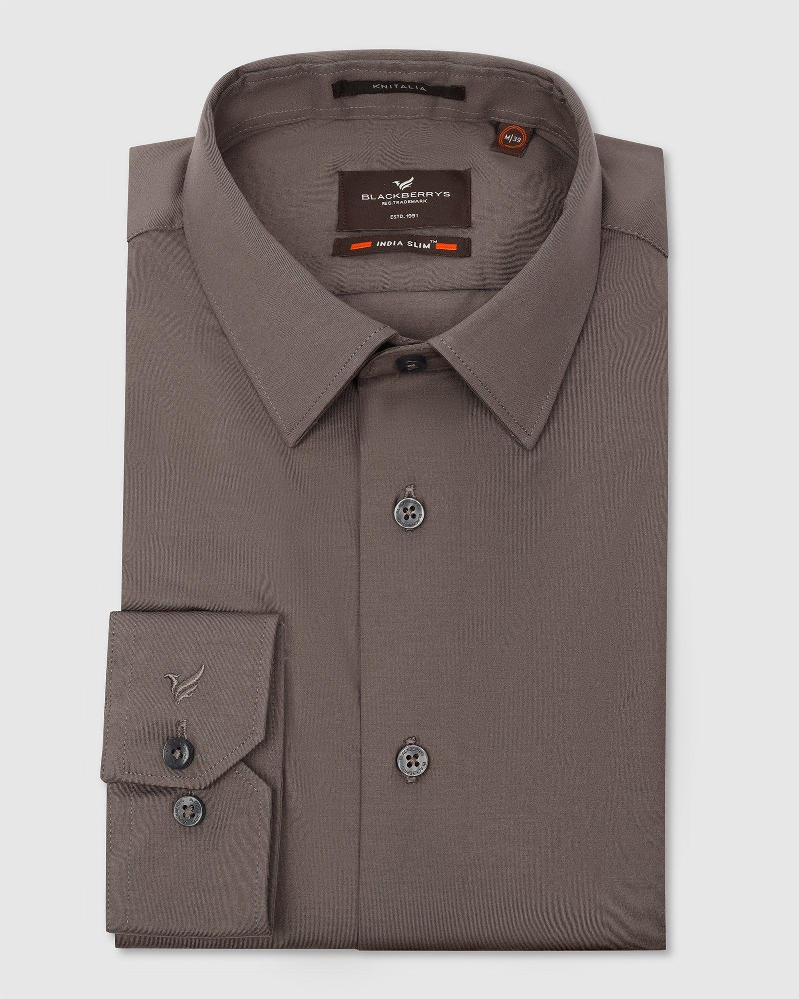 Formal Grey Solid Shirt - Sofk - Image 5