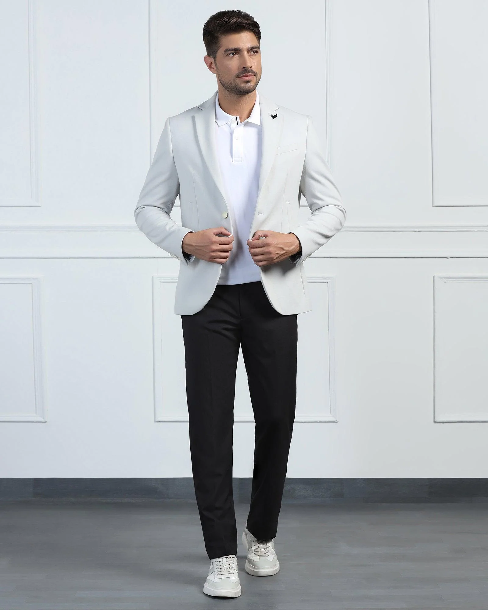 Formal Grey Textured Blazer - Elevate - Image 6