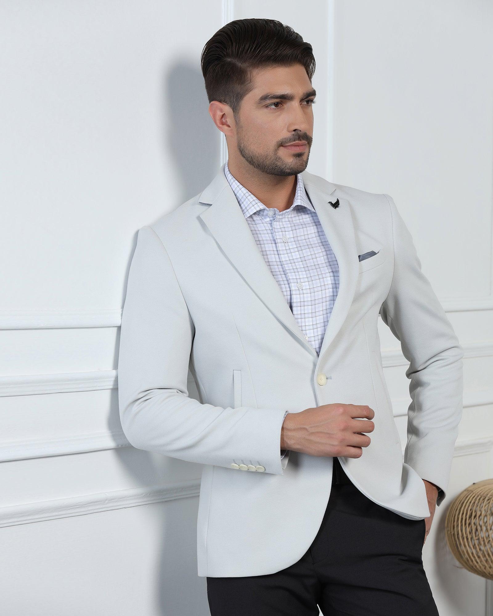 Formal Grey Textured Blazer - Elevate - Image 8