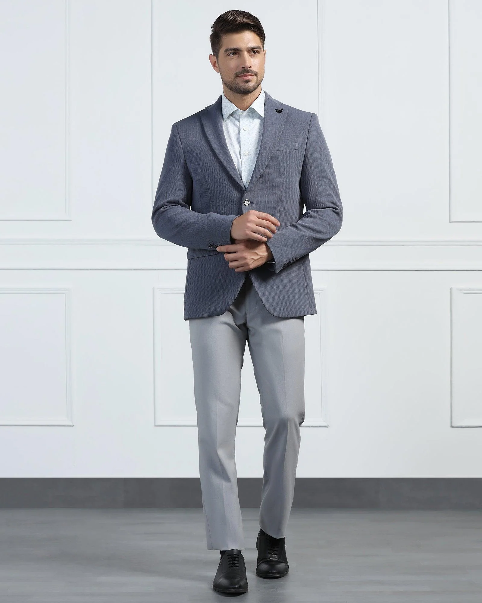 Formal Grey Textured Blazer - Morris - Image 3