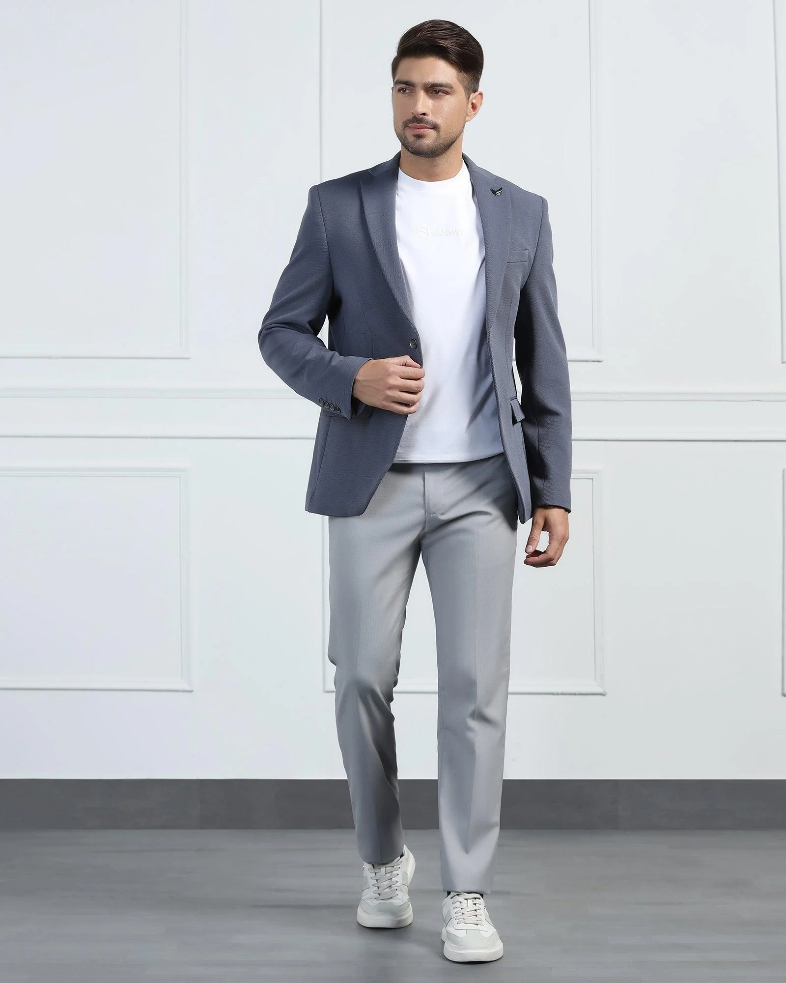 Formal Grey Textured Blazer - Morris - Image 6