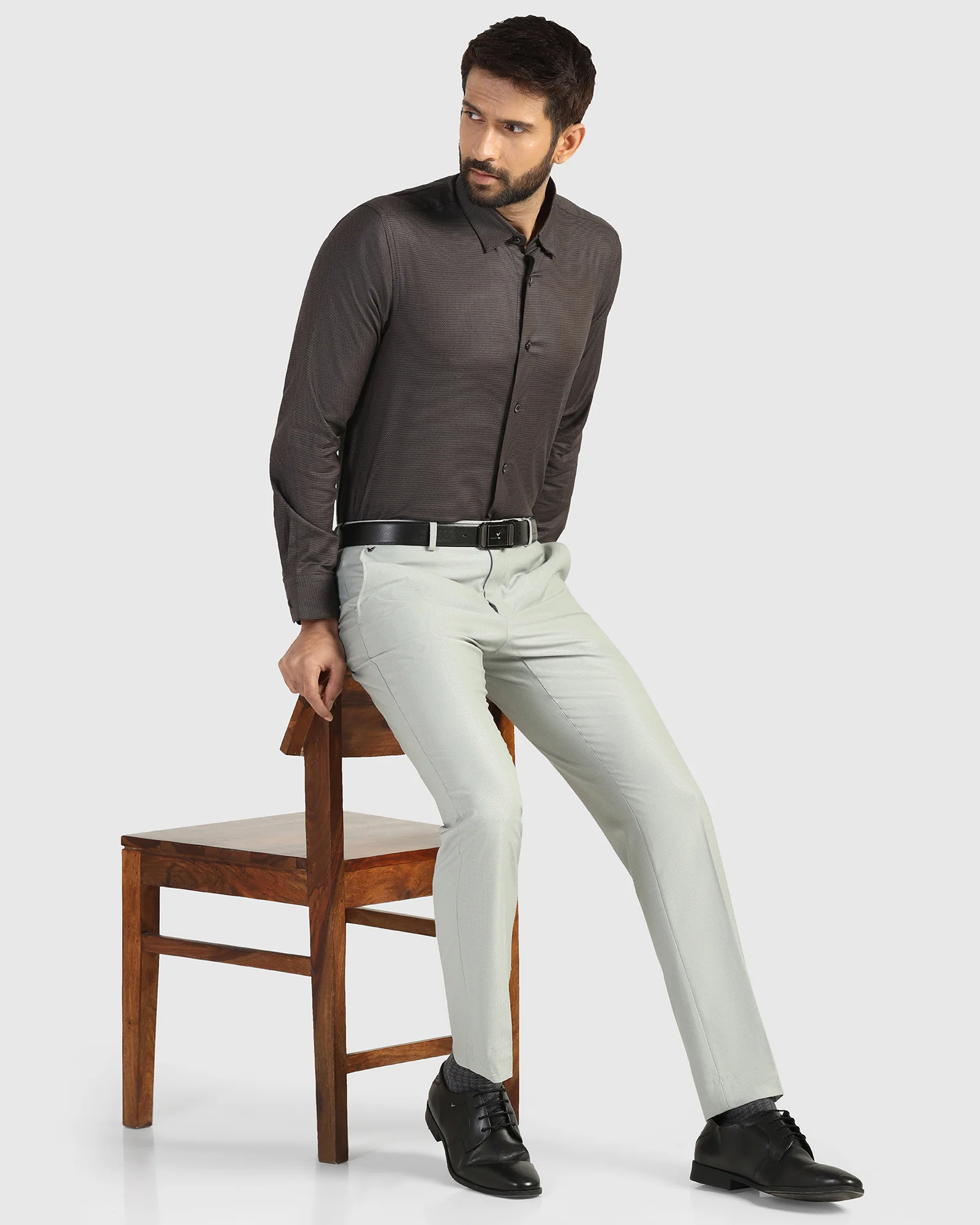 Formal Grey Textured Shirt - Amaze - Image 8