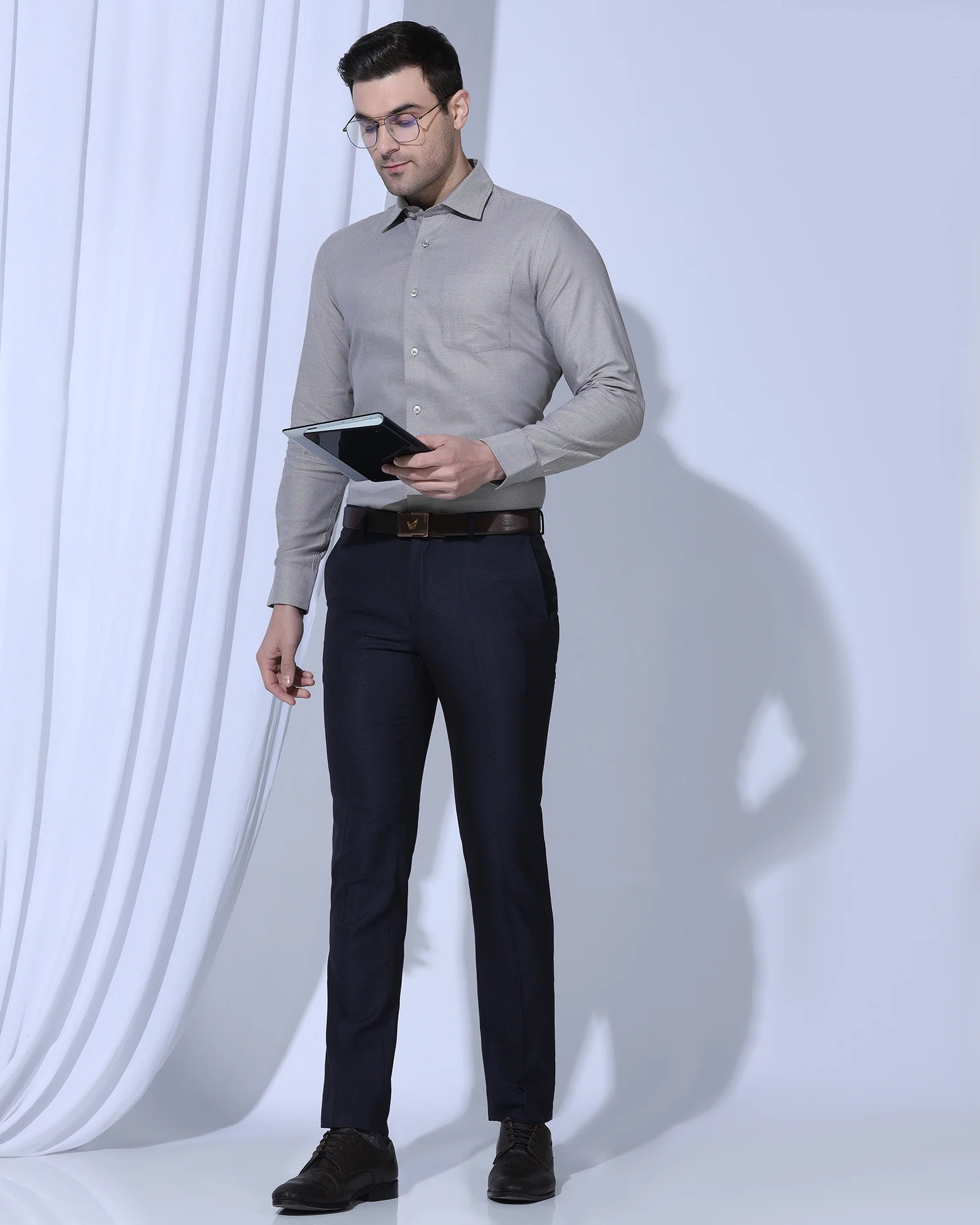 Formal Grey Textured Shirt - Quent - Image 7