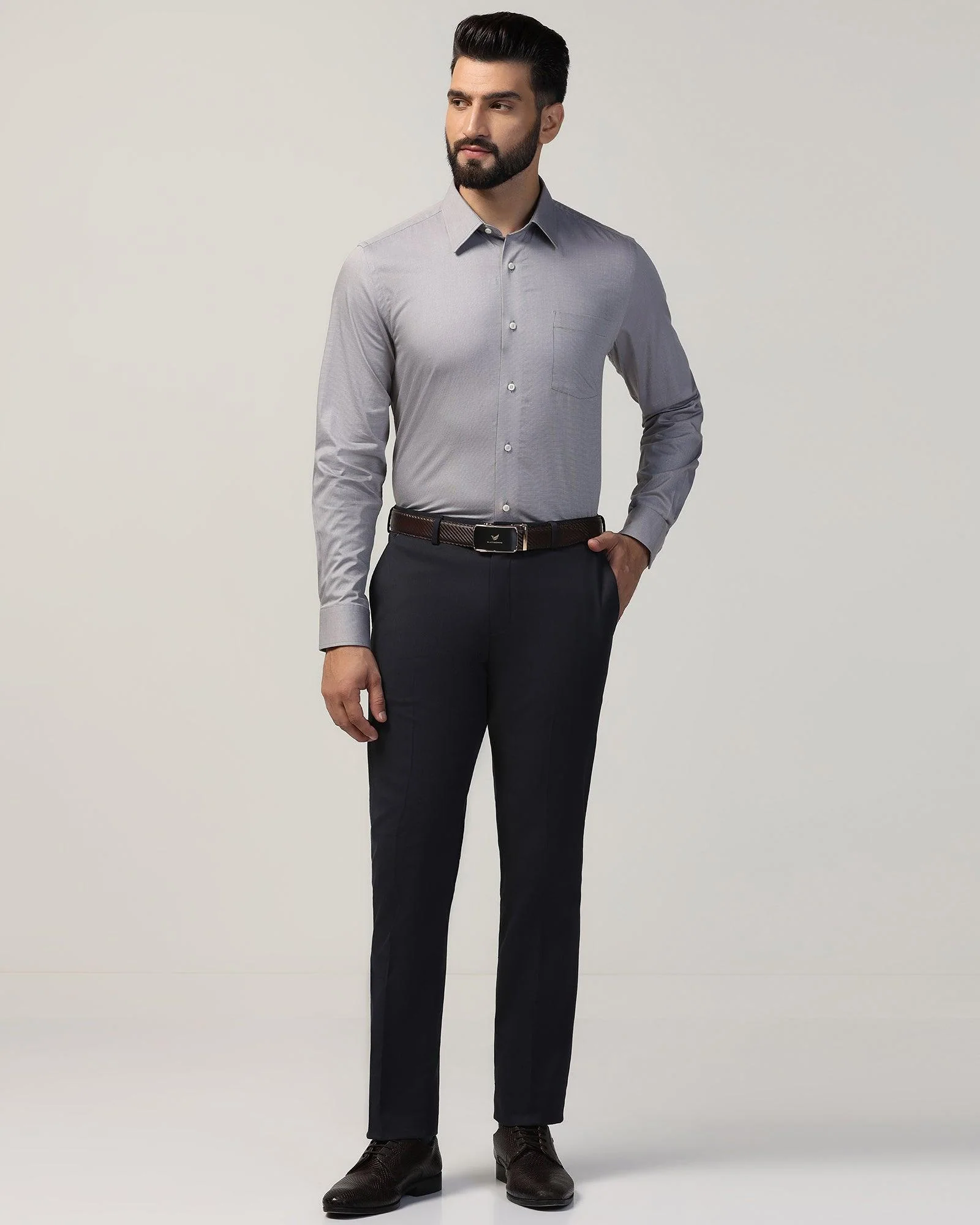Formal Grey Textured Shirt - Robot - Image 3