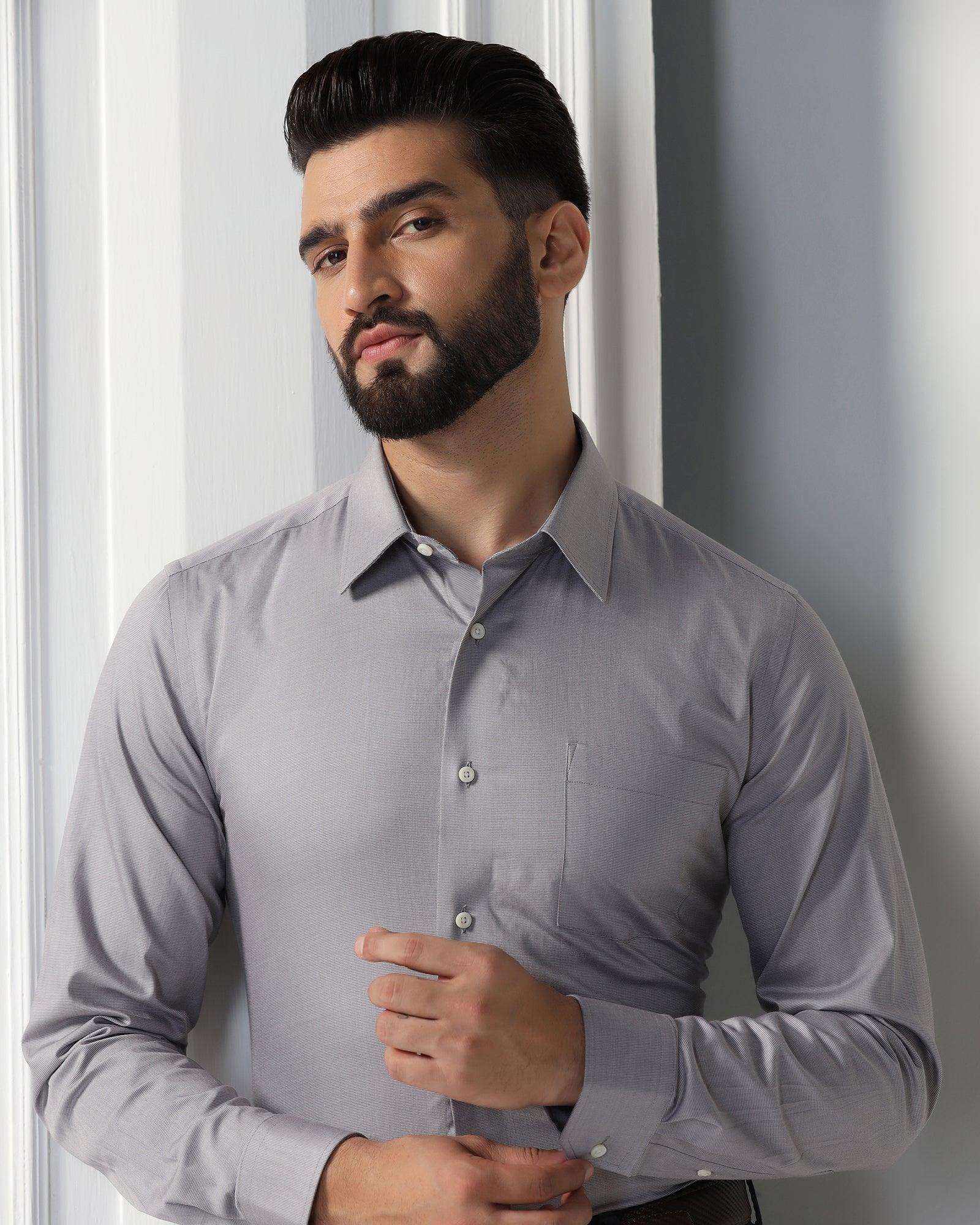 Formal Grey Textured Shirt - Robot - Image 7