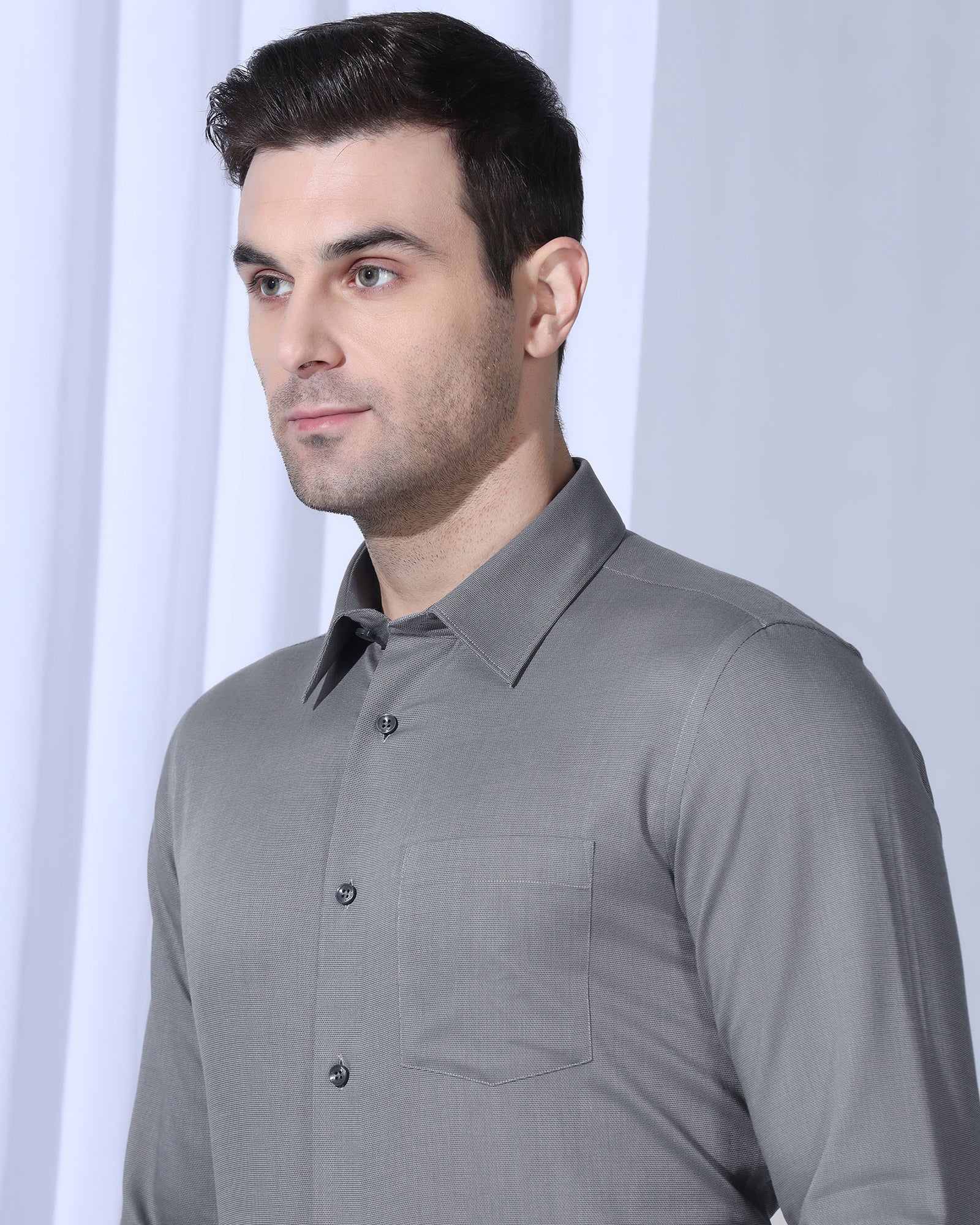 Non Iron Formal Grey Textured Shirt - Vlog - Image 4