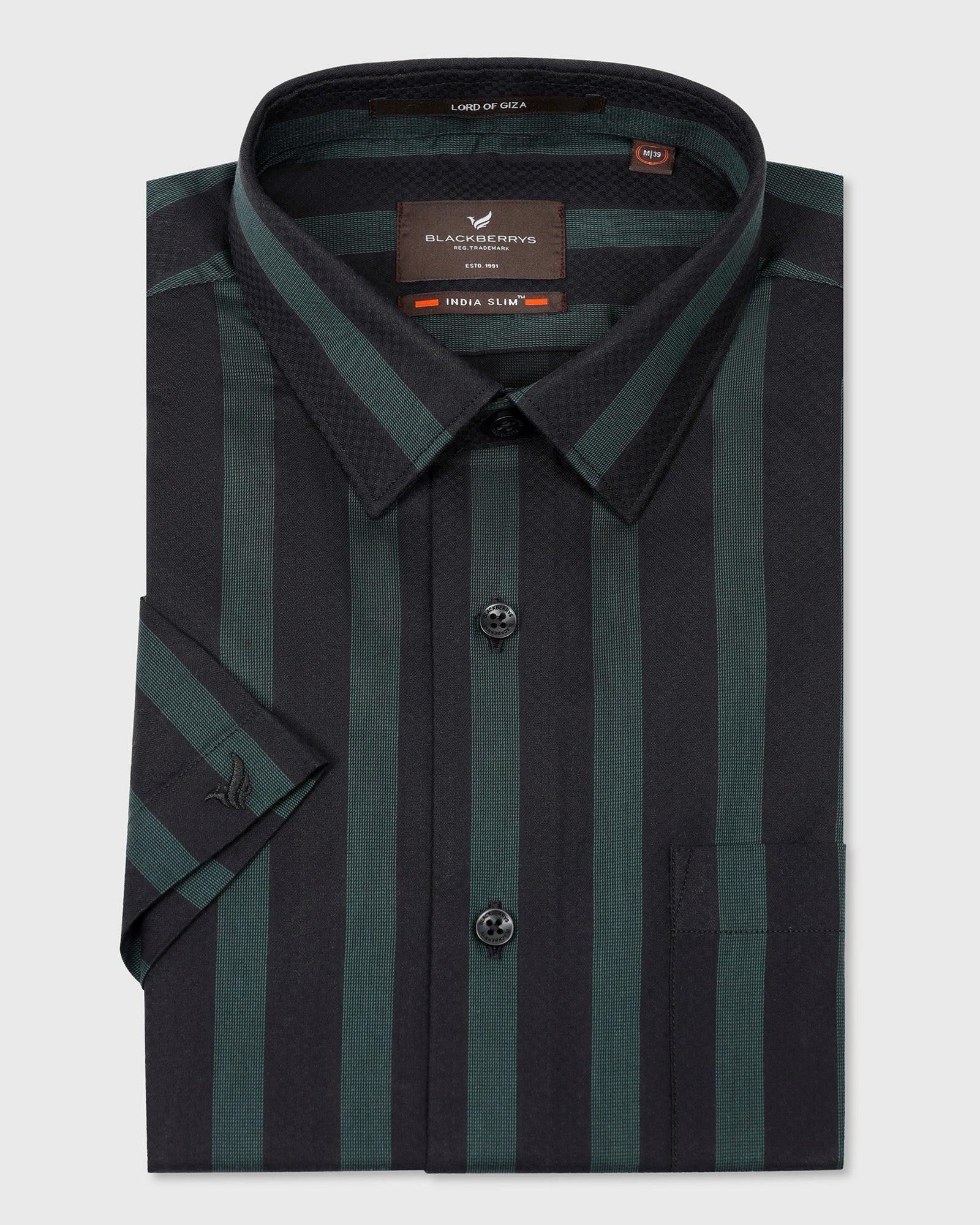 Formal Half Sleeve Black Stripe Shirt - Regis - Image 5