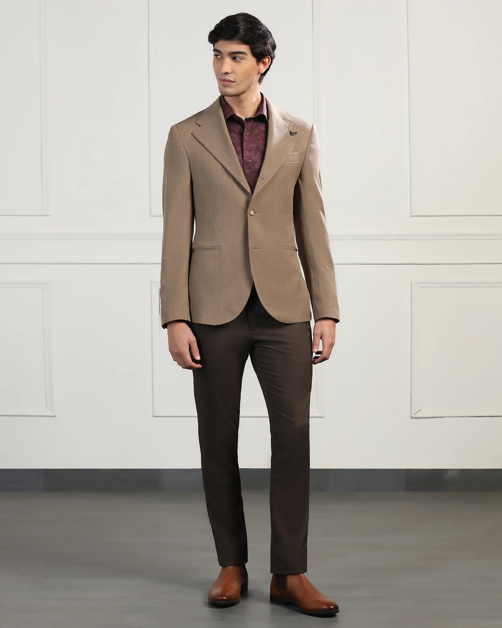 Formal Khaki Textured Blazer - Bolt - Image 3