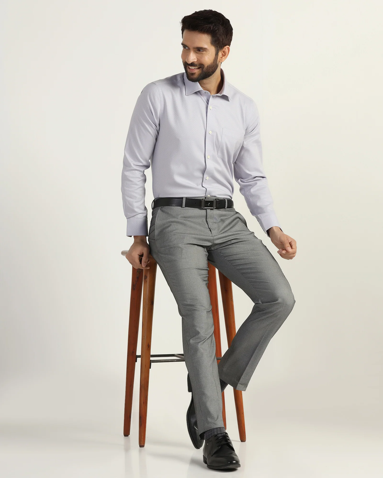 Formal Lavender Textured Shirt - Brick - Image 7