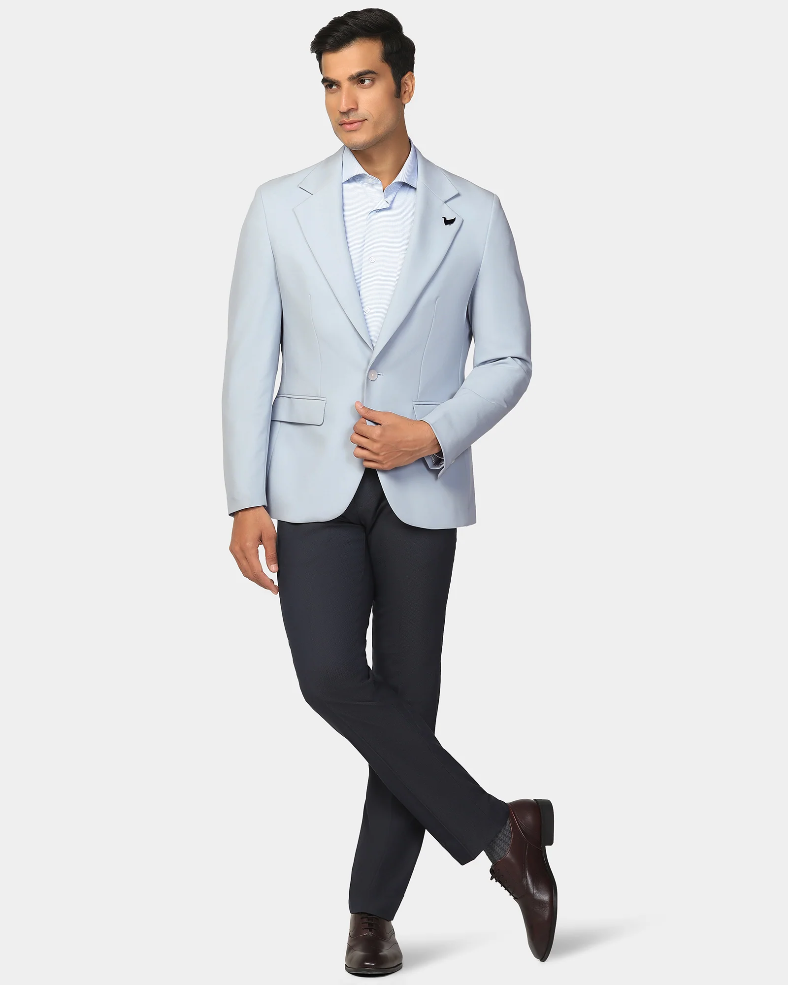 Formal Light Blue Solid Blazer - Kenneth - Image 3