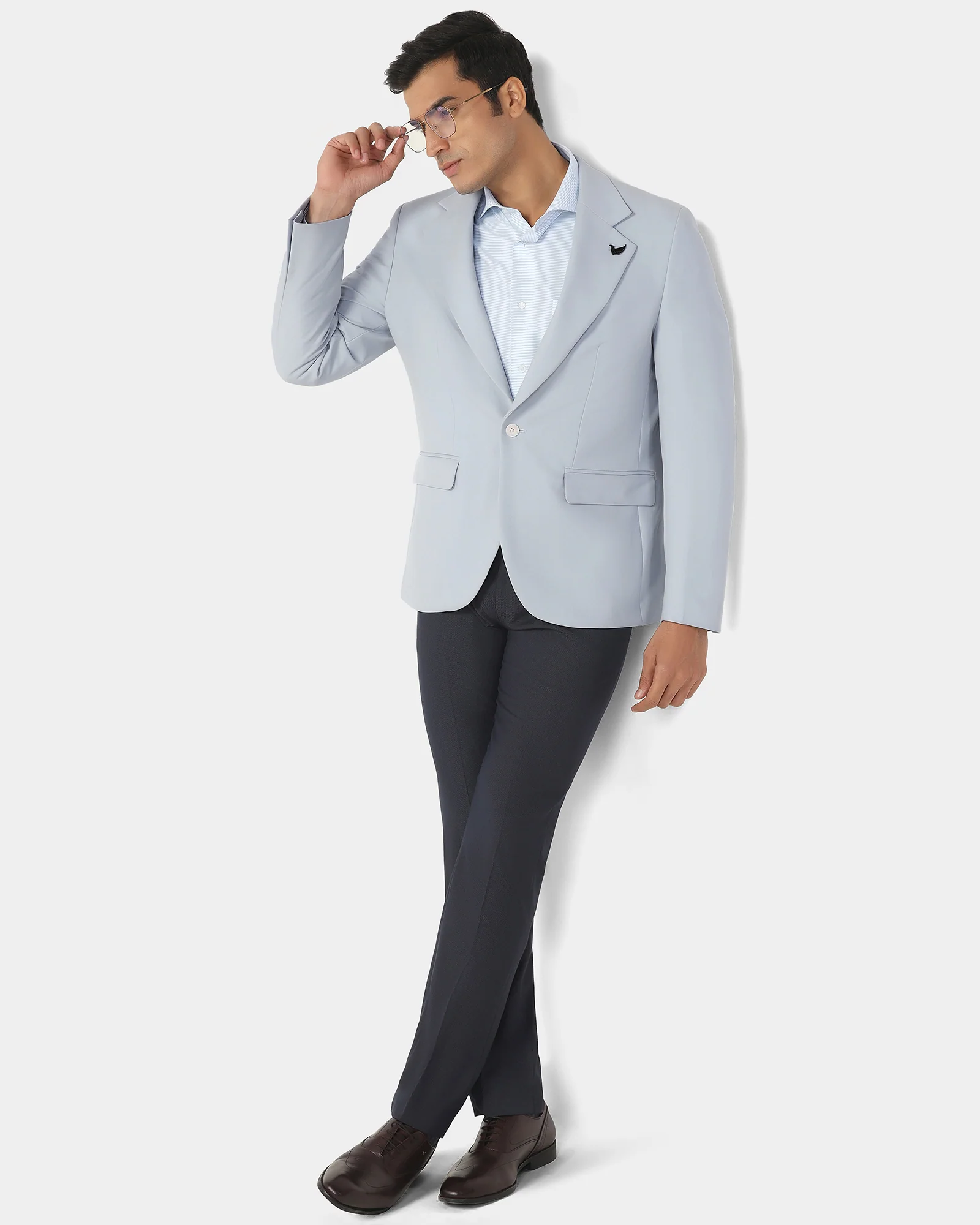 Formal Light Blue Solid Blazer - Kenneth - Image 7