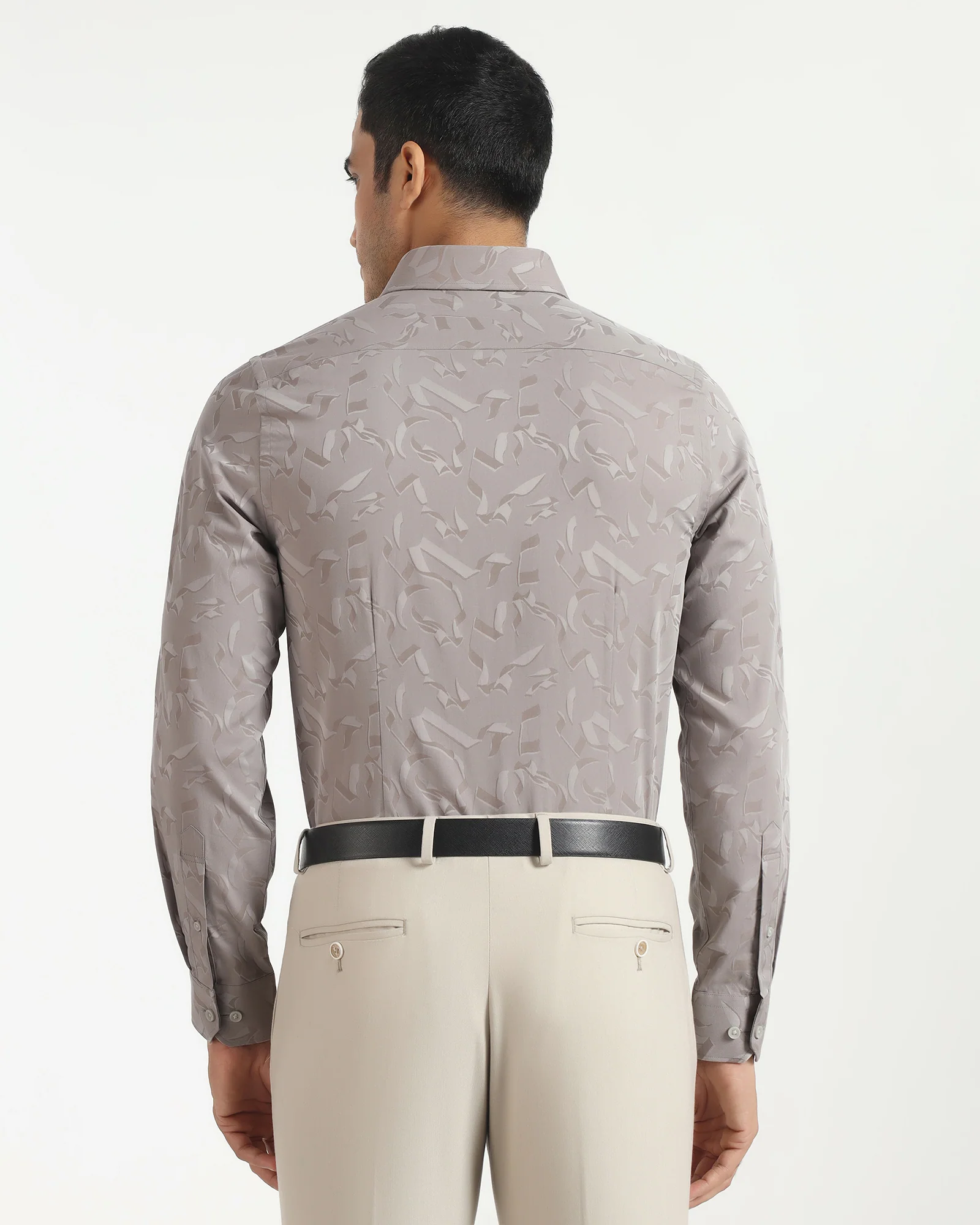 Formal Light Grey Jacquard Shirt - Riley - Image 2