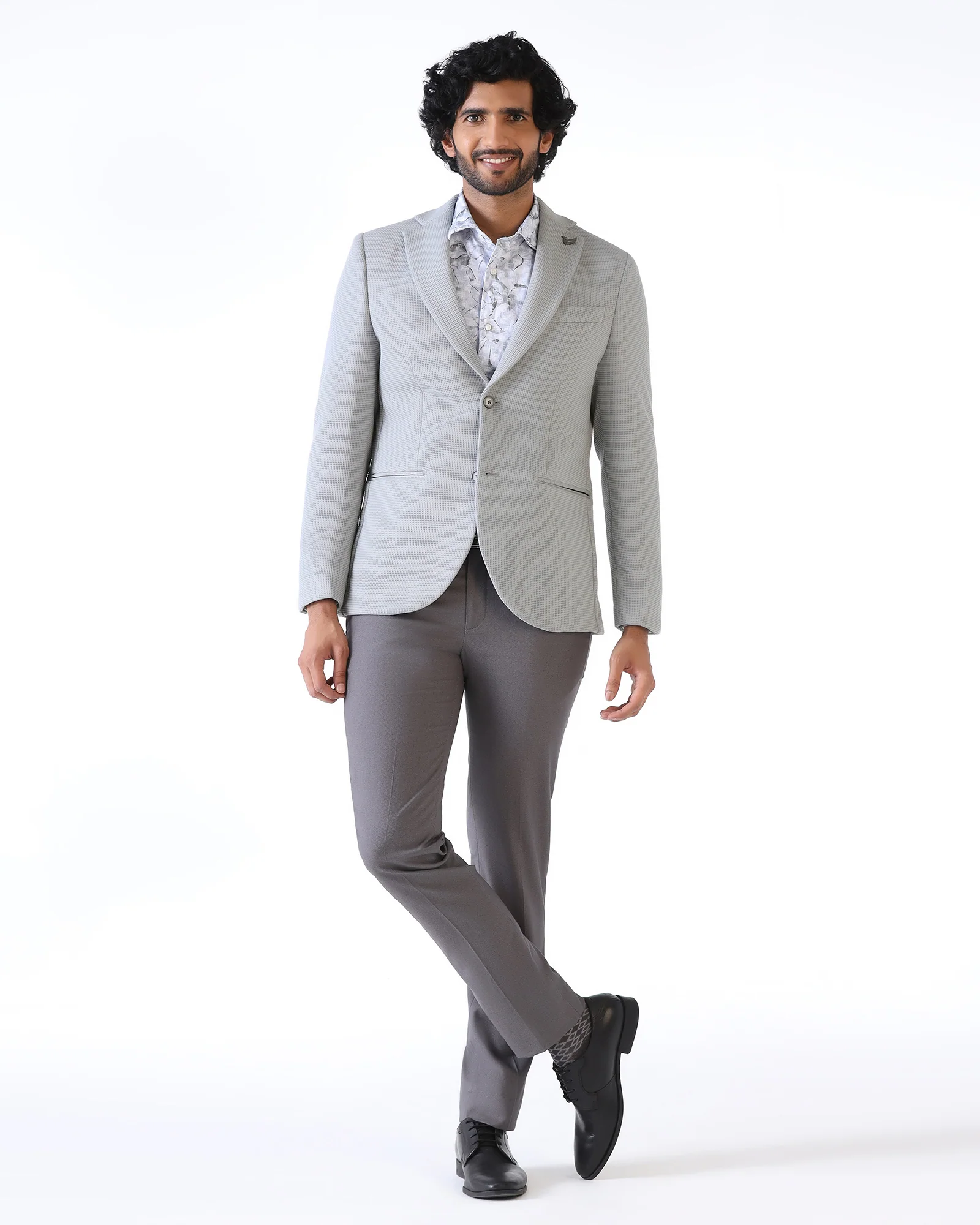 Light Grey Textured Blazer - Belvedere - Image 3