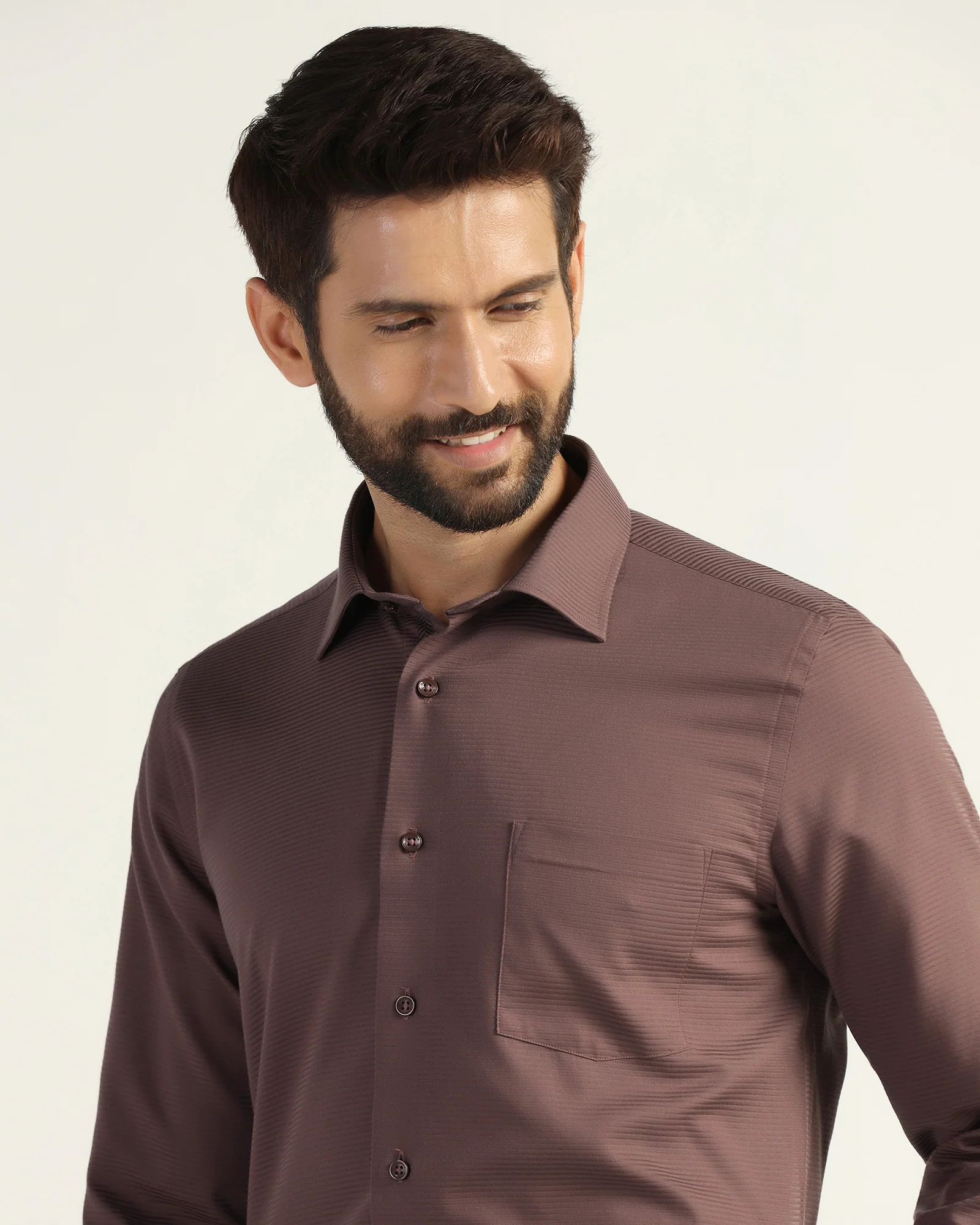 Formal Maroon Stripe Shirt - Merlot - Image 4
