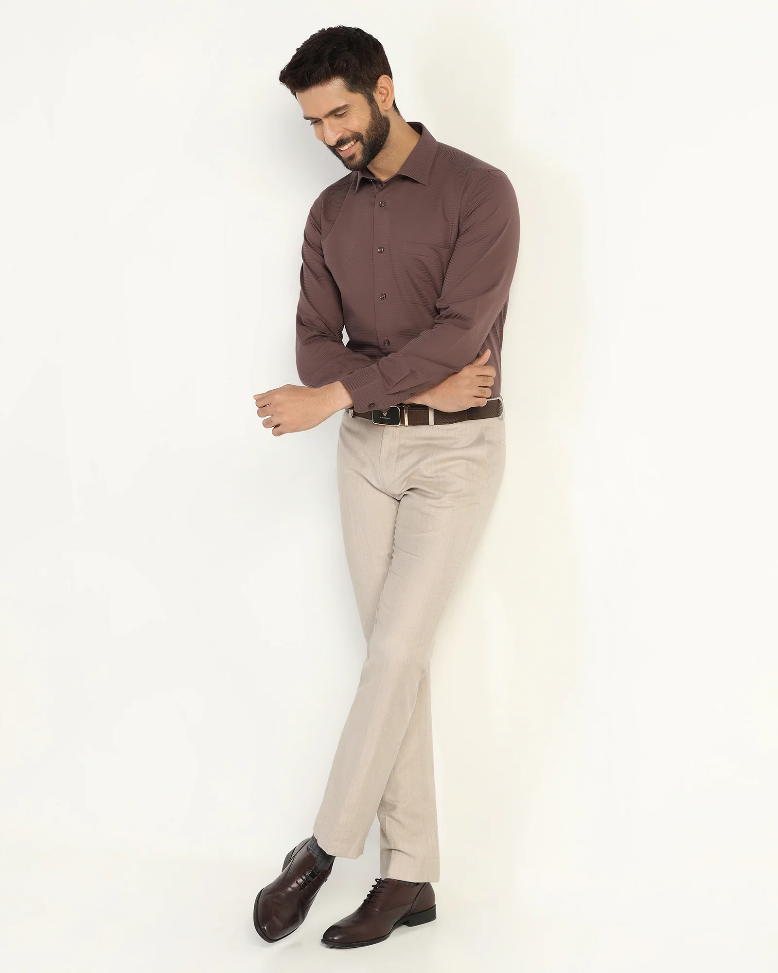 Formal Maroon Stripe Shirt - Merlot - Image 7