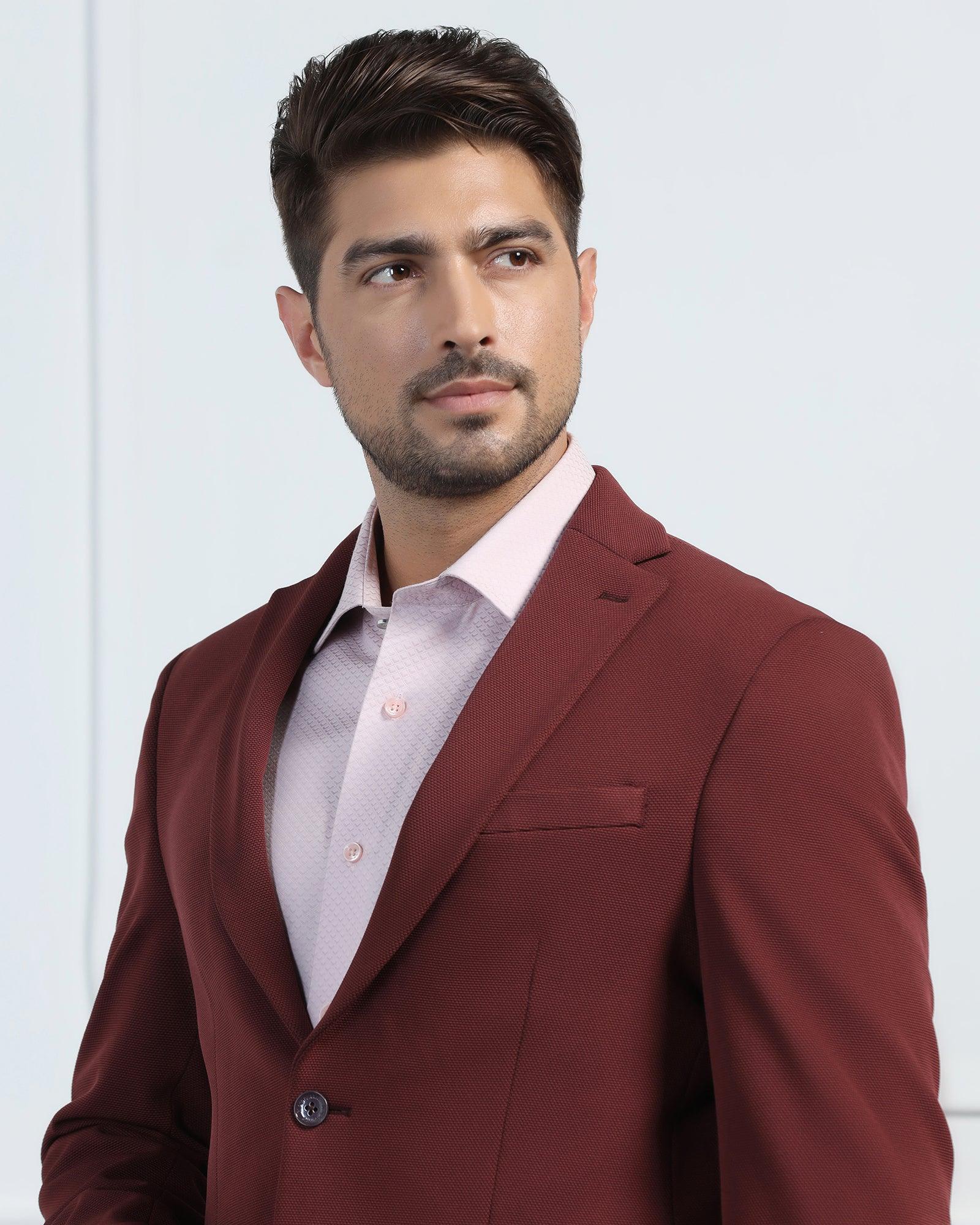 Formal Maroon Textured Blazer - Morris - Image 4