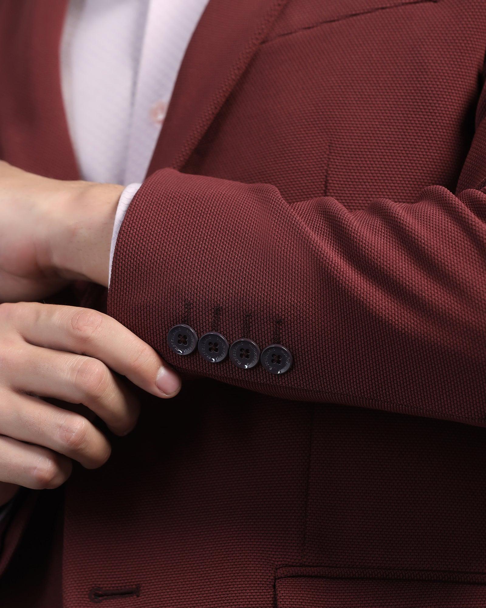 Formal Maroon Textured Blazer - Morris - Image 5