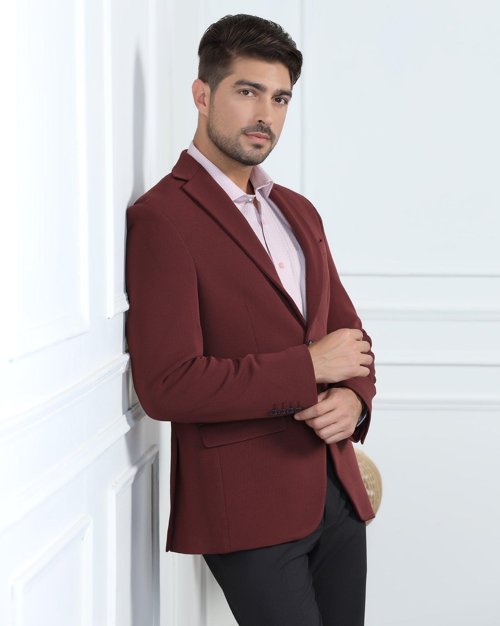Formal Maroon Textured Blazer - Morris - Image 8