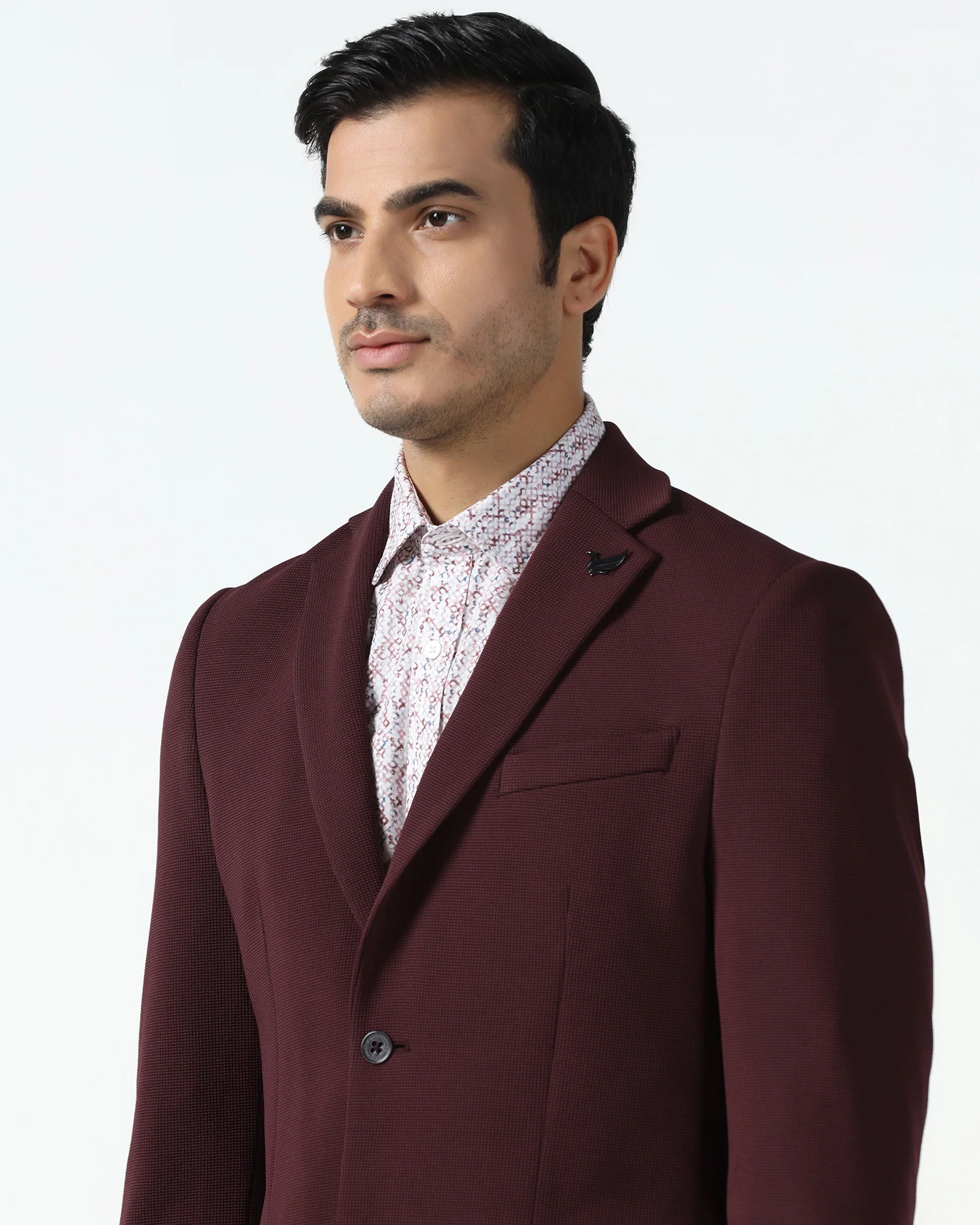 Formal Maroon Textured Blazer - Rismo - Image 4