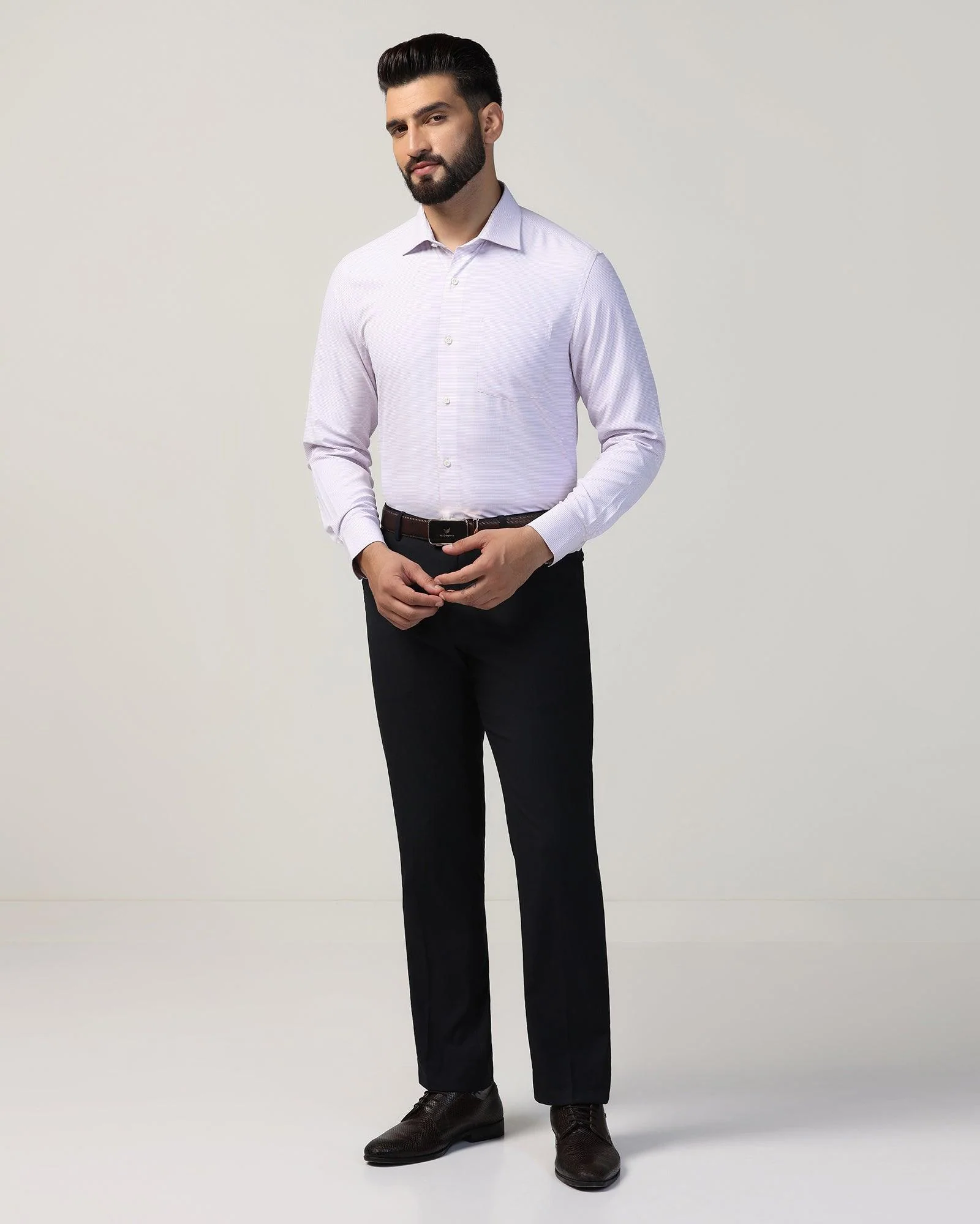 Non Iron Formal Mauve Textured Shirt - Matrix - Image 3