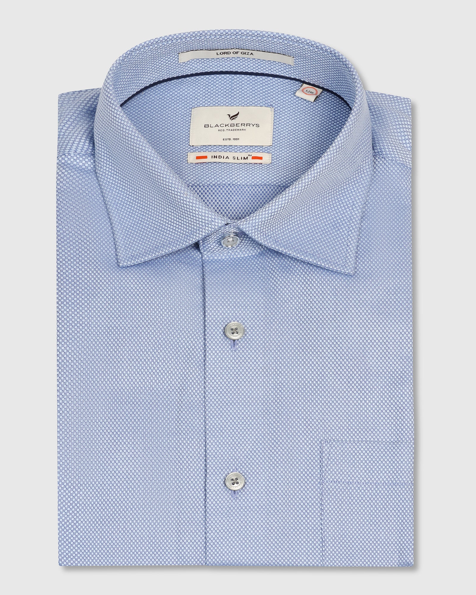 Formal Mid Blue Textured Shirt - Quent - Image 5