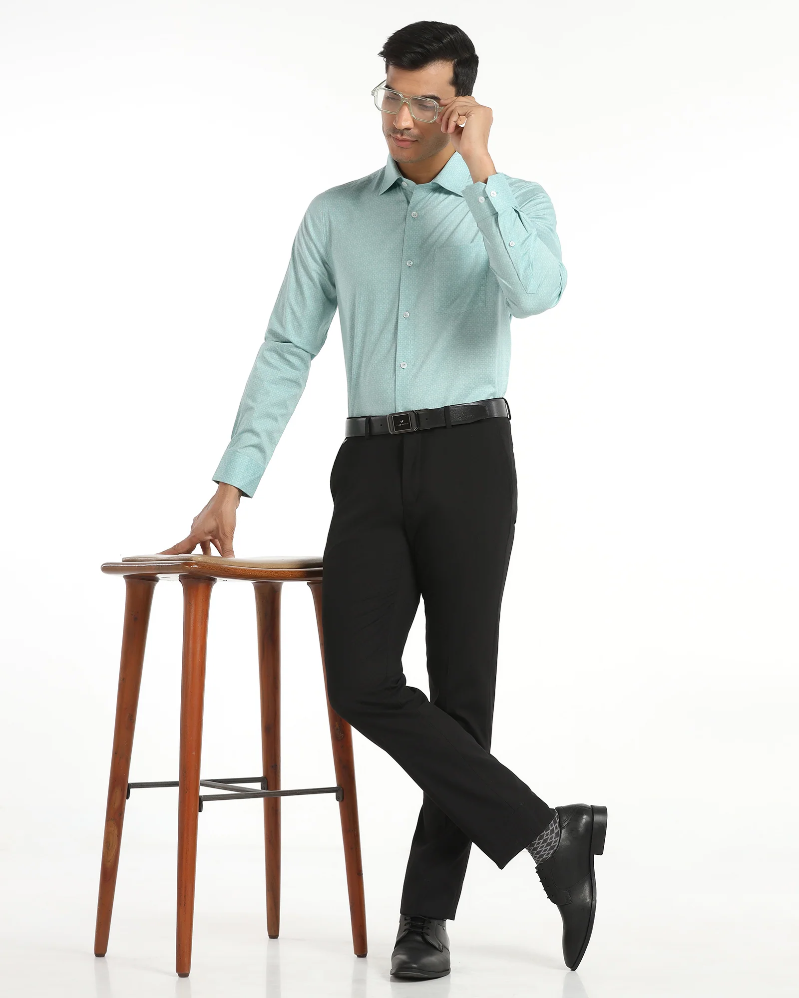 Formal Mint Printed Shirt - Hydron - Image 8