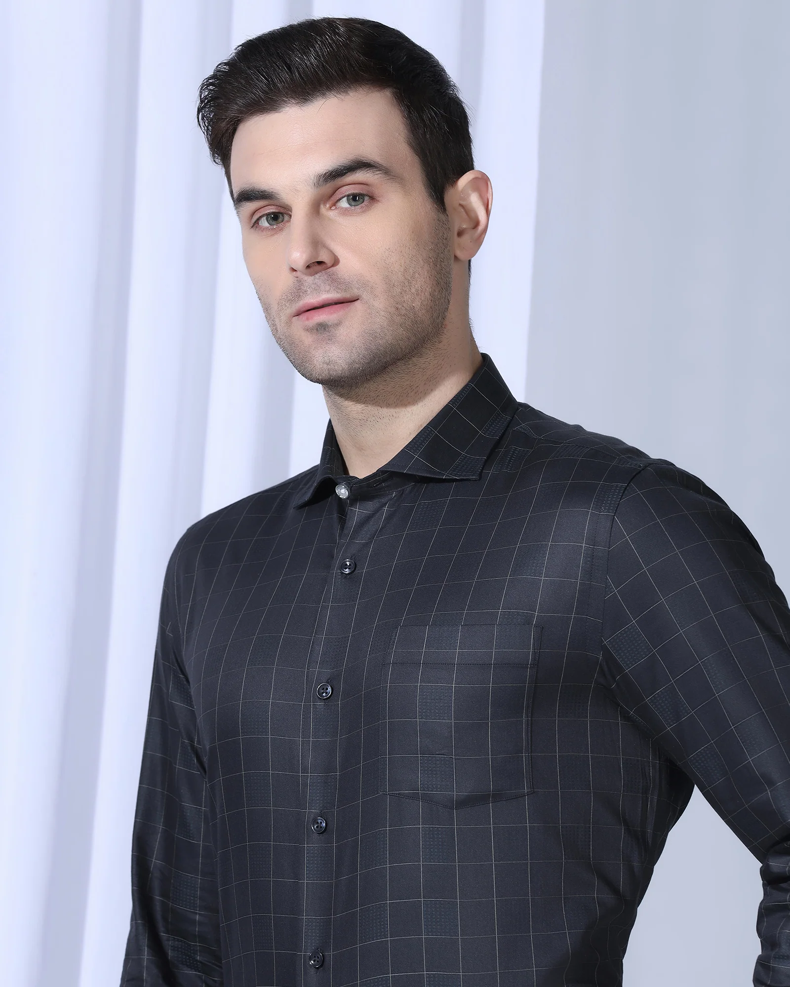 Formal Navy Check Shirt - Julian - Image 4