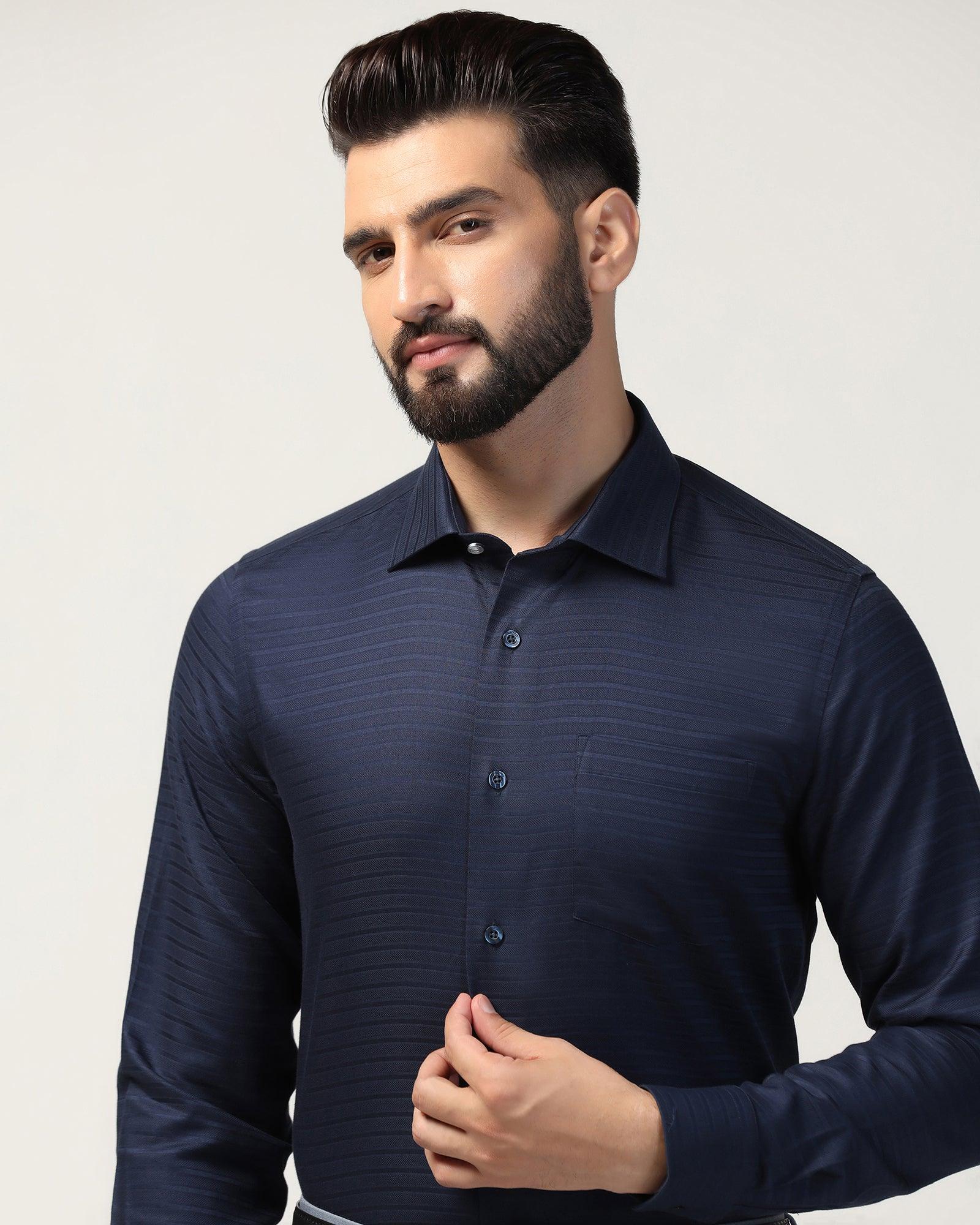 Formal Navy Stripe Shirt - Bran - Image 4