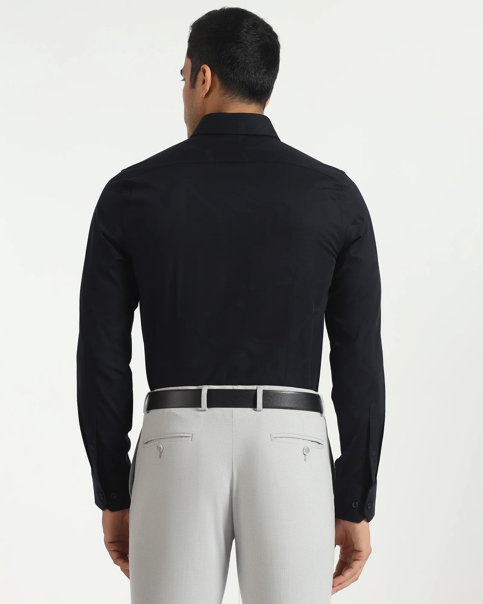 Formal Navy Jacquard Shirt - Rowan - Image 2