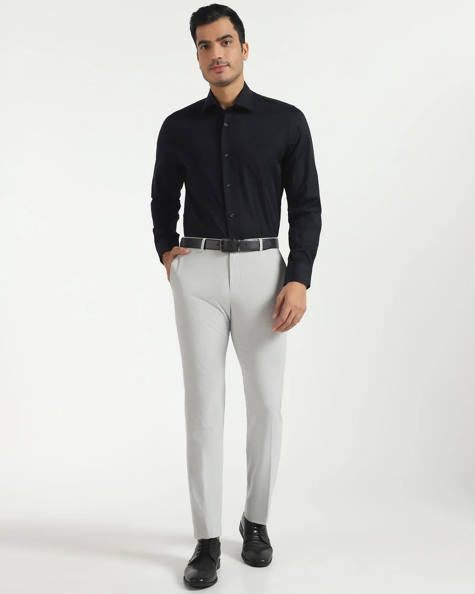 Formal Navy Jacquard Shirt - Rowan - Image 3