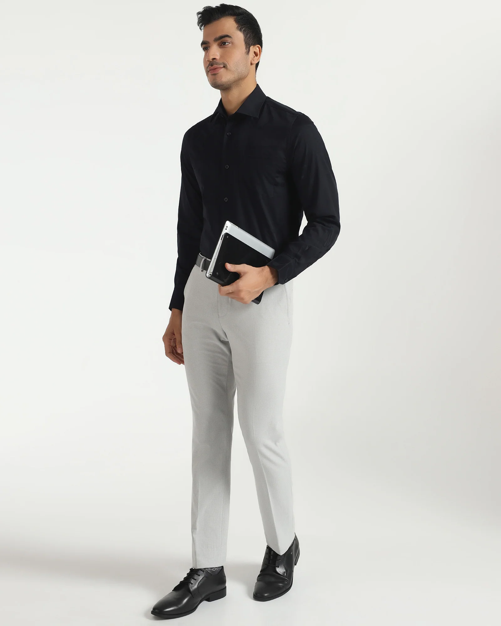 Formal Navy Jacquard Shirt - Rowan - Image 7