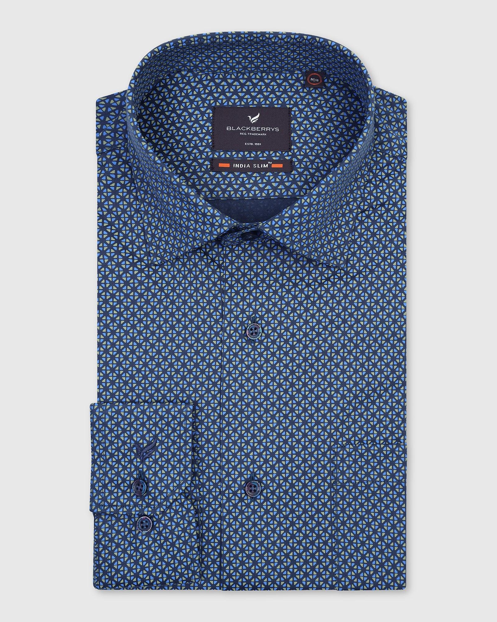 Formal Navy Printed Shirt - Gaze - Image 5
