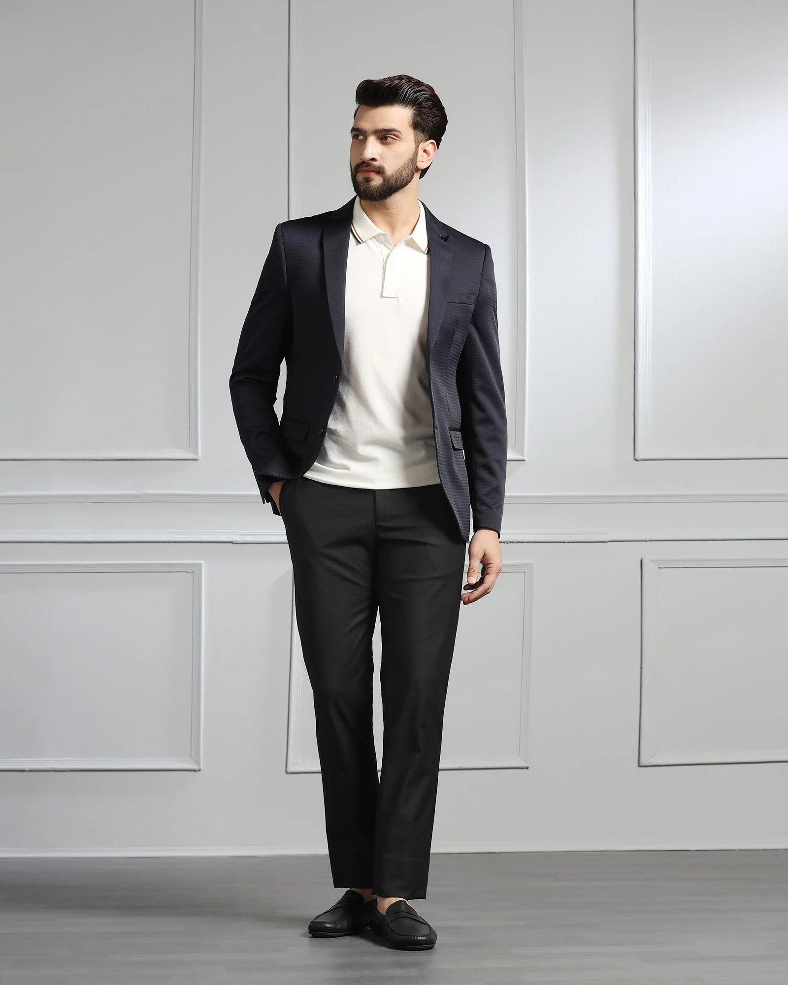 Formal Navy Solid Blazer - Darnet - Image 6