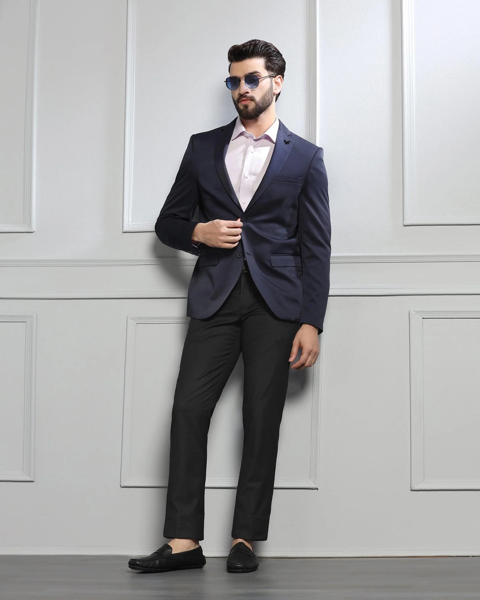 Formal Navy Solid Blazer - Darnet - Image 7