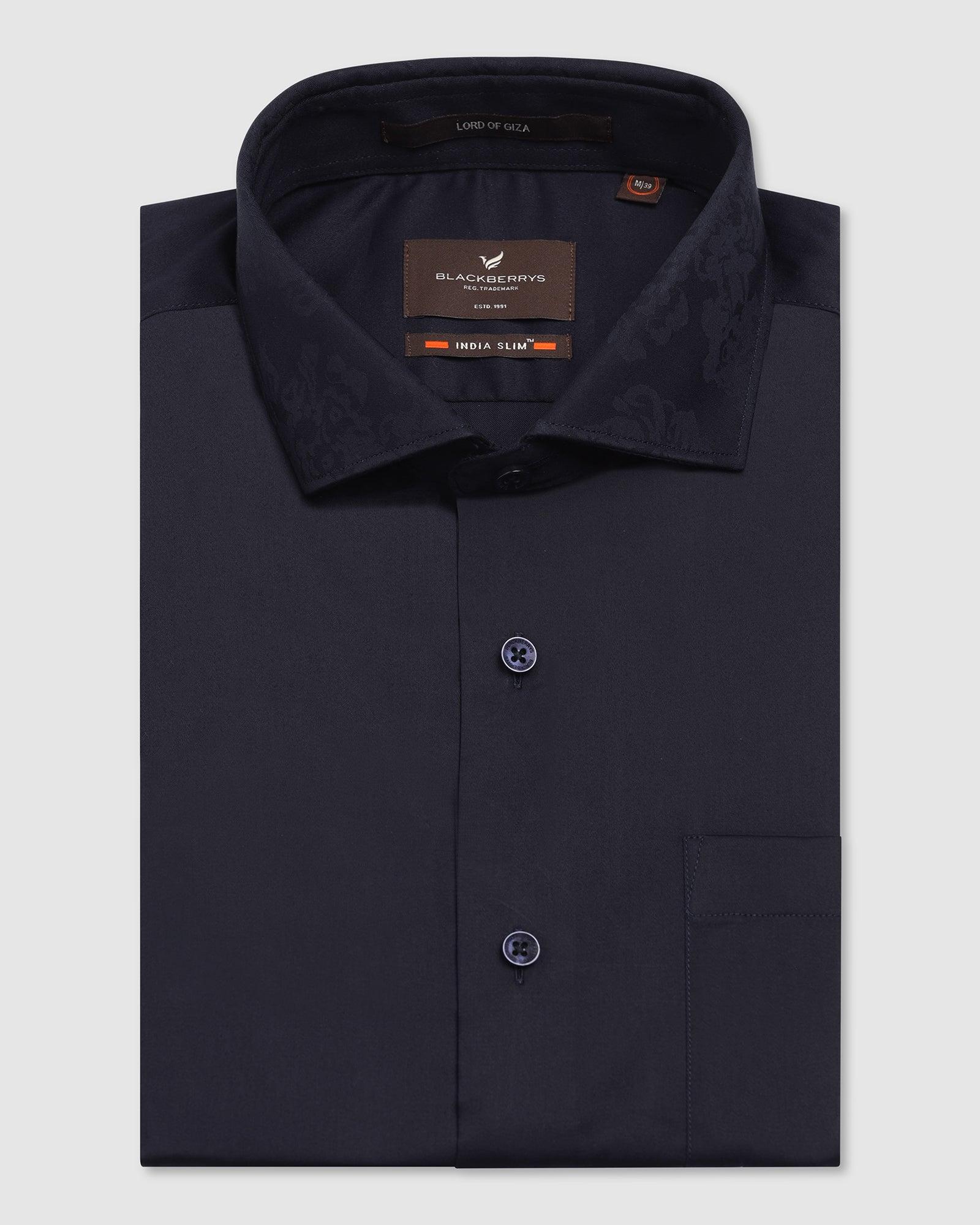 Formal Navy Solid Shirt - Fusion - Image 5